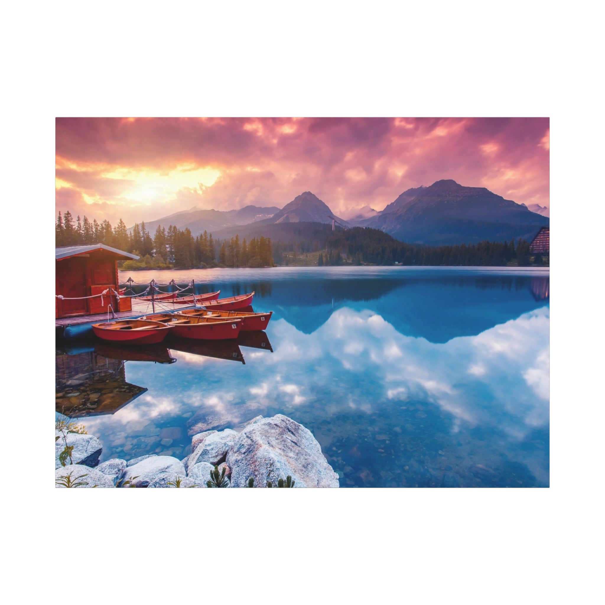 canvas-print-nature-sunrise-wall-art-lake-mountain-scenery-decor-stretched-matte-canvas-mountain-decor-home-decor-nature-wall