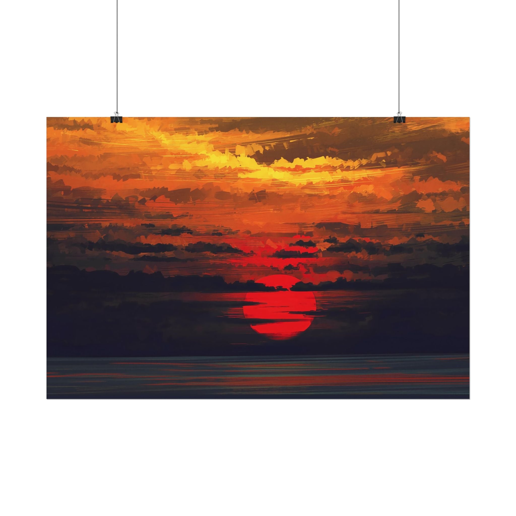 red-sunset-landscape-poster-print-cozy-home-decor-living-room-decor-farm-house-wall-decor-house-warming-gift
