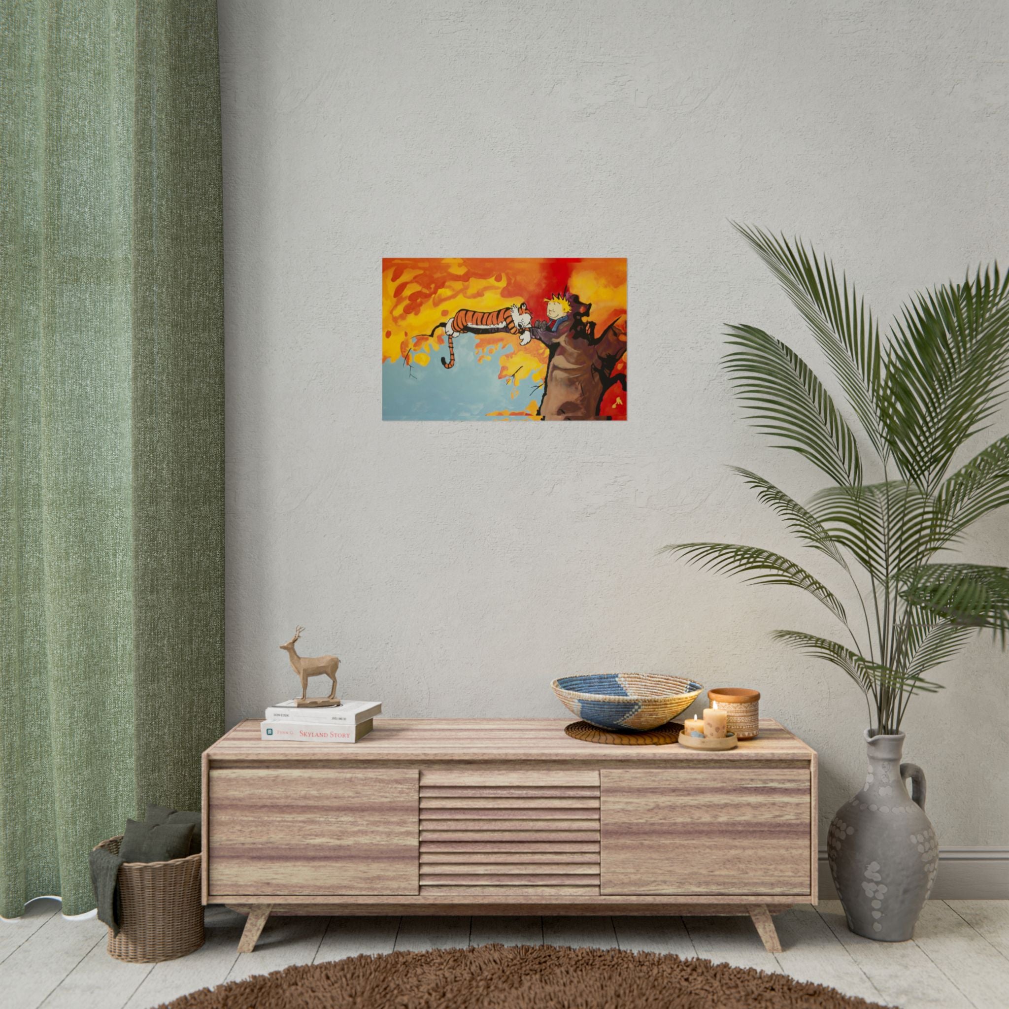 Calvin and Hobbes Art Poster - Nostalgic Cartoon Wall Decor - Unique Birthday Gift for Fans - Timeless Comic Book Design