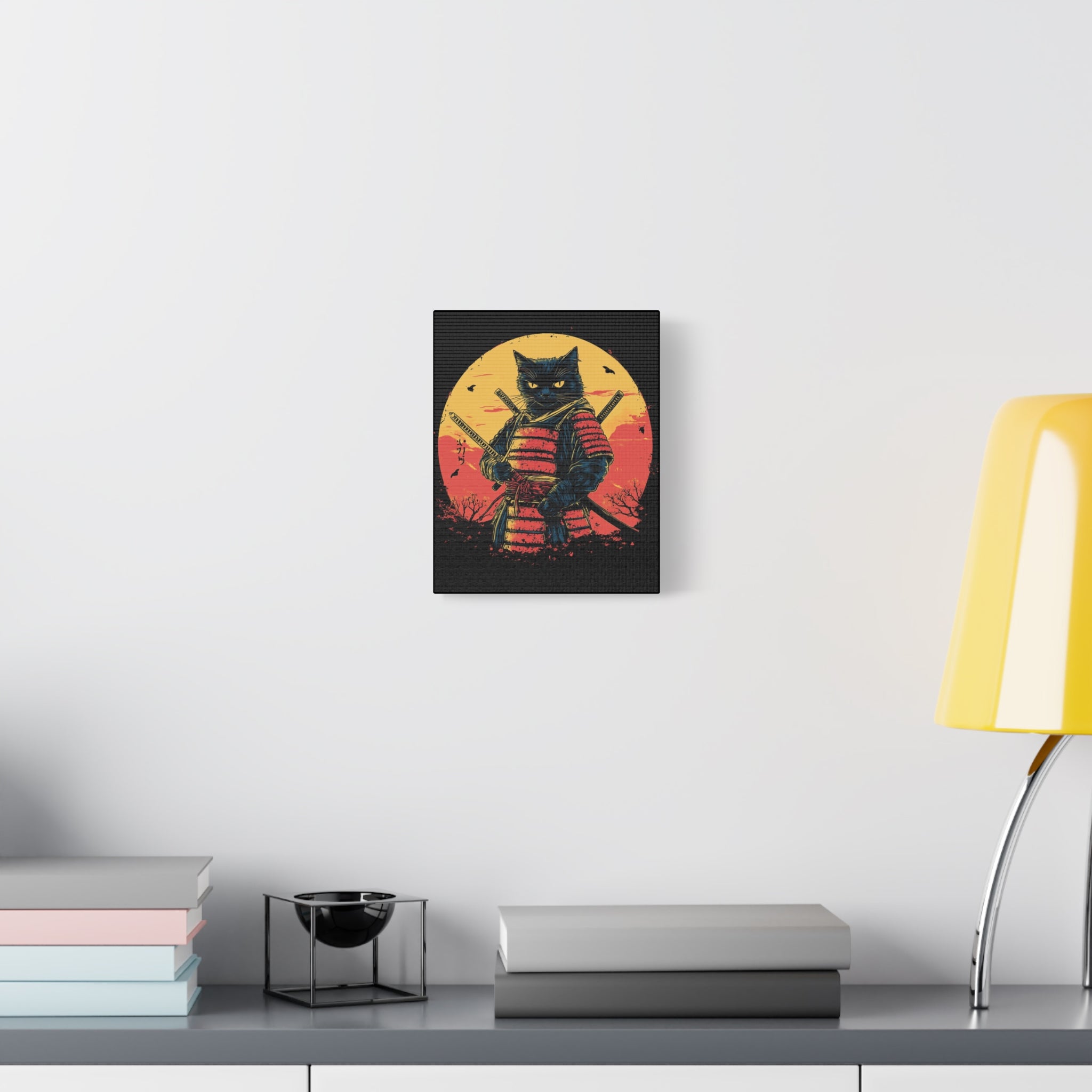 canvas-wall-art-samurai-cat-japanese-style-sunset-retro-wall-decor-stretched-matte-canvas-wall-hanging-home-decor-retro-wall-