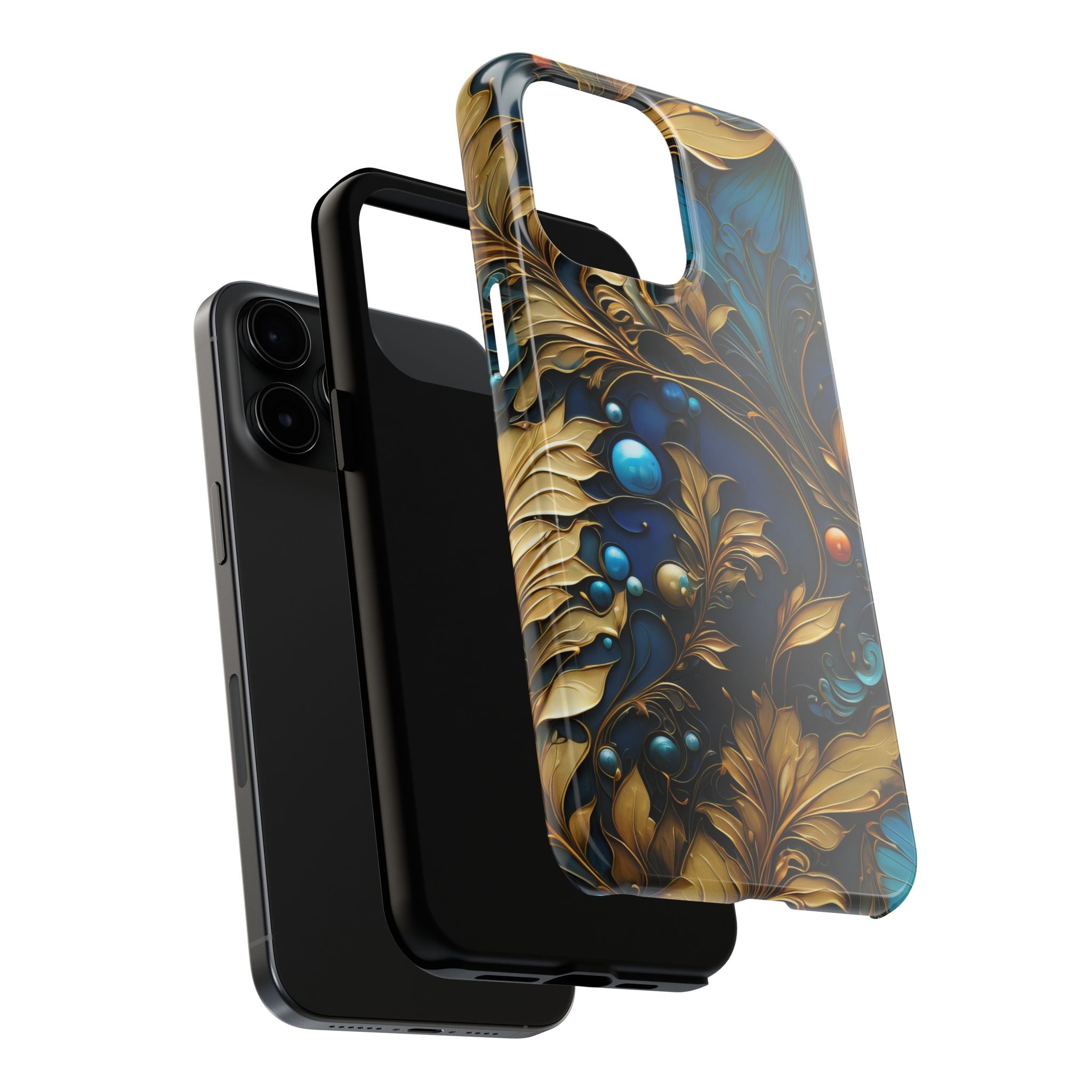 textured-art-nouveau-floral-tough-phone-case-cottagecore-iphone-case-unique-floral-phone-cover-vintage-style-iphone-case-prot