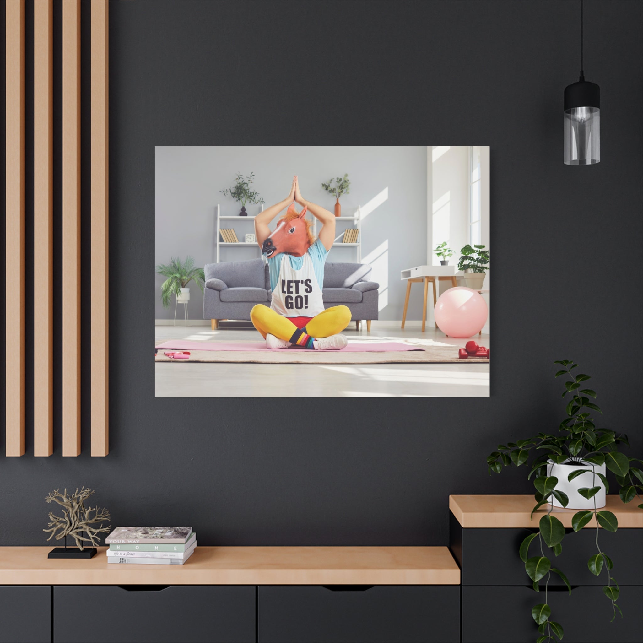 yoga-canvas-funny-horse-mask-matte-wall-art-stretched-decoration-home-decor-gift-poster-print-artwork