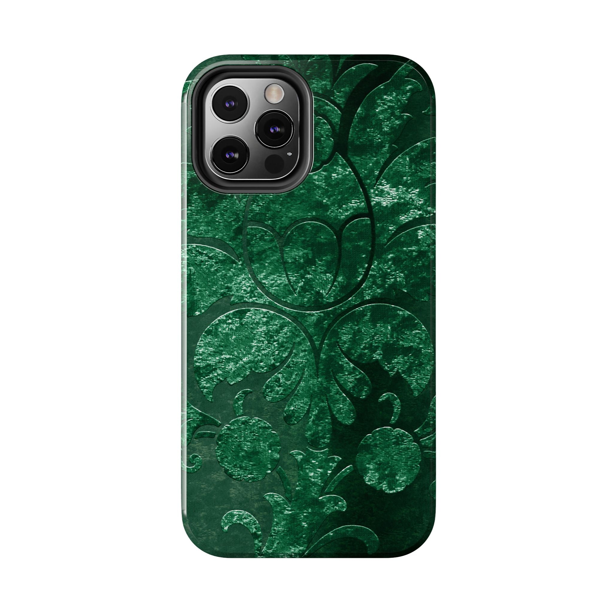 embossed-emerald-velvet-tough-iphone-case-protective-iphone-cover-heavy-duty-iphone-case-rugged-phone-case-durable-smartphone