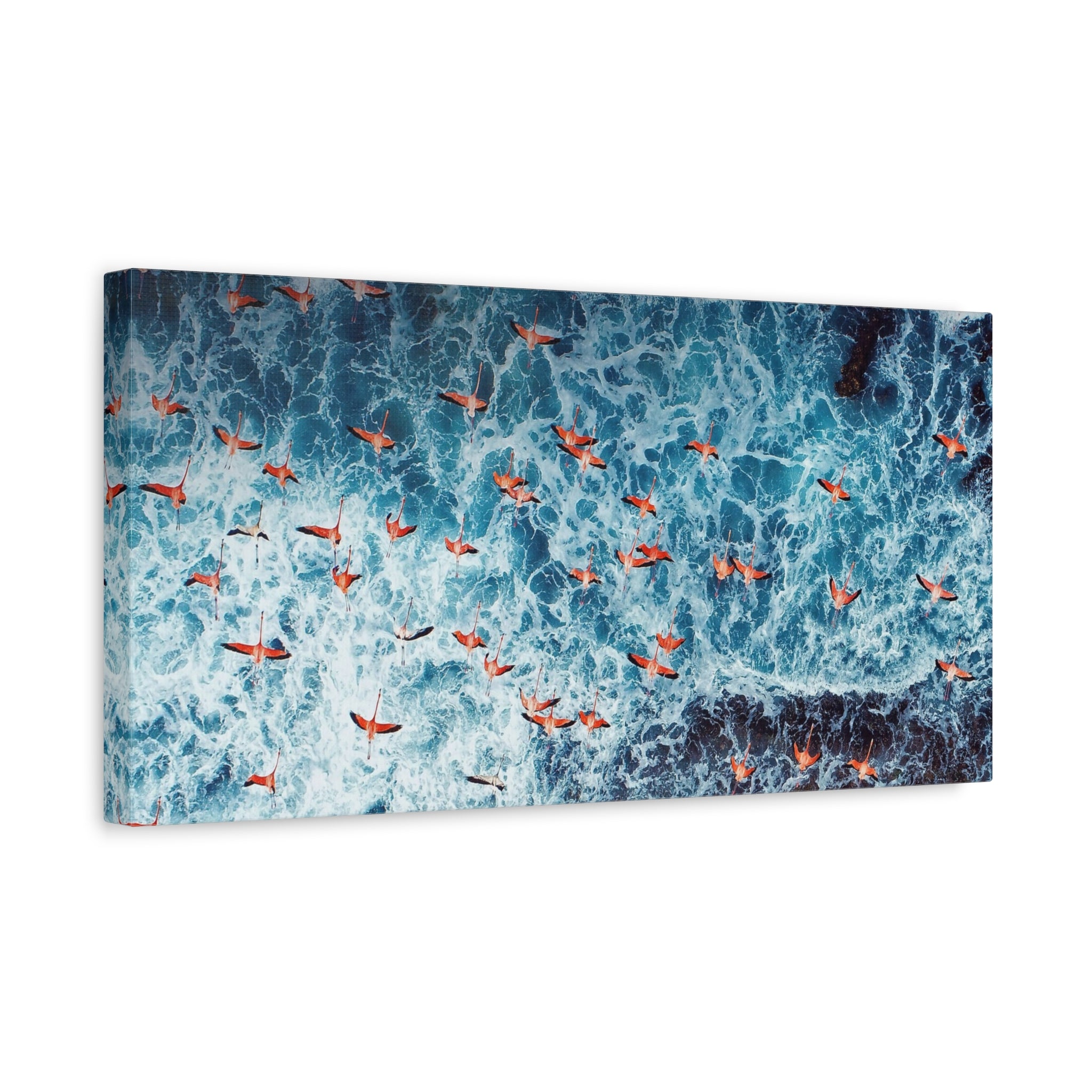 pink-flamingo-birds-canvas-wall-art-ocean-landscape-print-matte-stretched-home-decor-tropical-beach-painting-animal-wall-deco