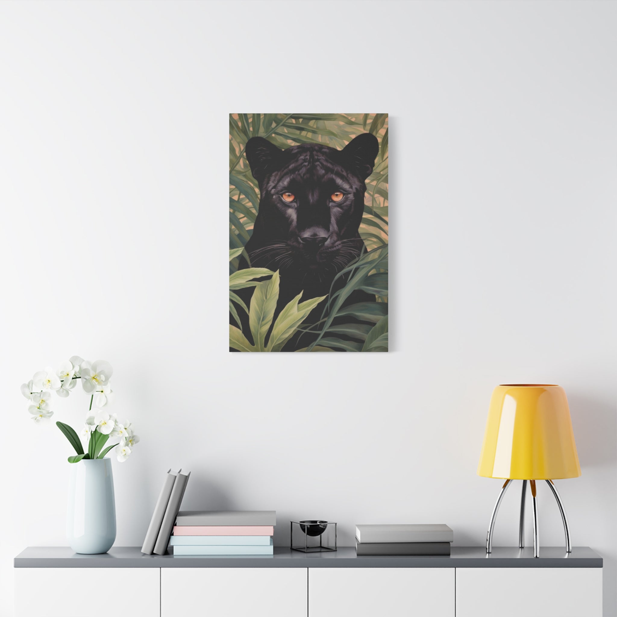 canvas-wall-art-black-panther-in-jungle-african-animal-decor-print-matte-stretched-canvas-wall-hanging-wildlife-theme