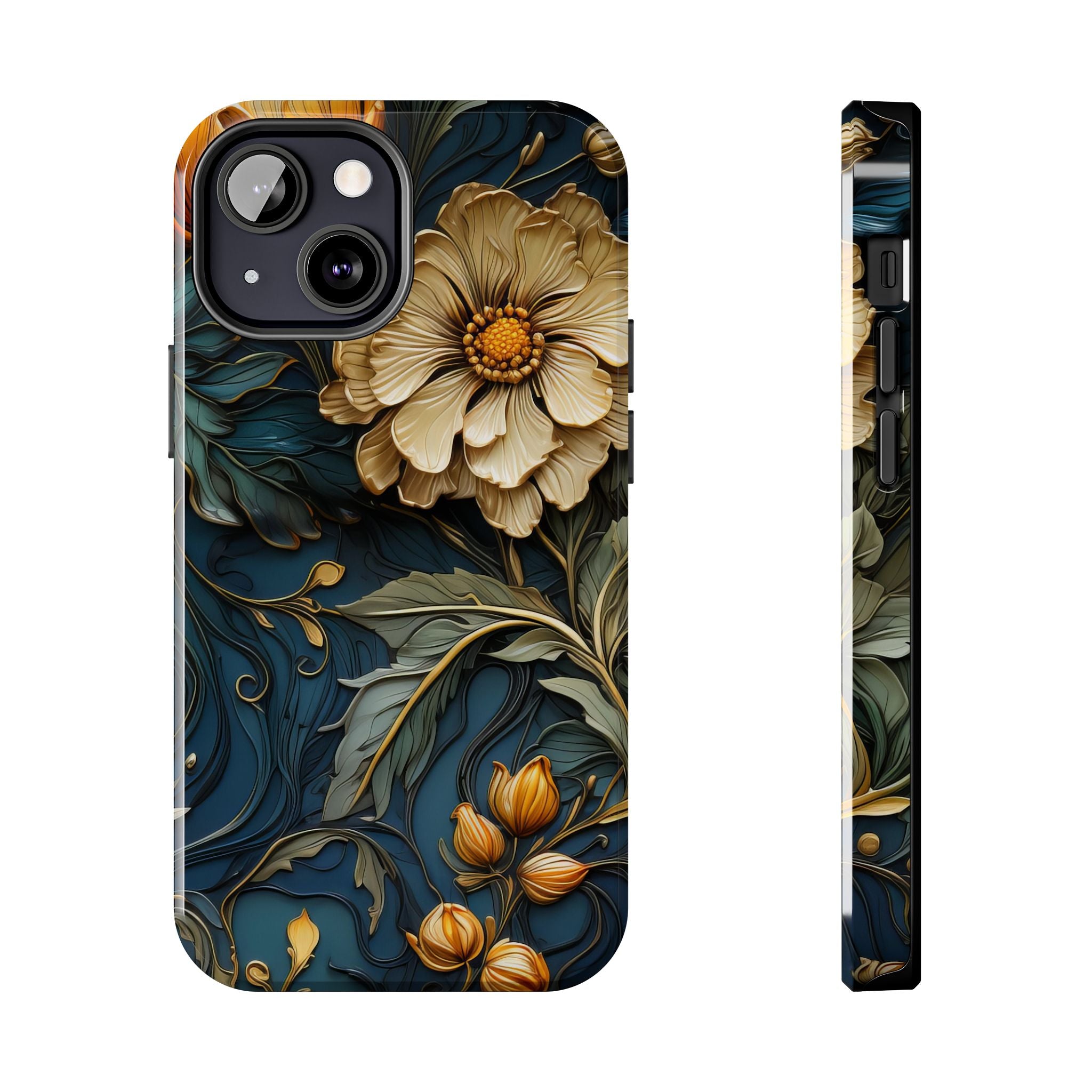 textured-art-nouveau-floral-tough-phone-case-cottagecore-iphone-case-unique-floral-phone-cover-vintage-style-iphone-case-prot