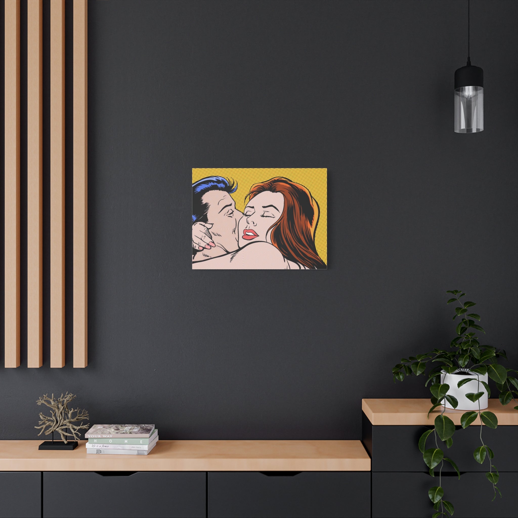 pop-art-canvas-print-retro-wall-art-stretched-matte-canvas-kiss-love-home-decor-wall-decor-poster-decorative-art-gift