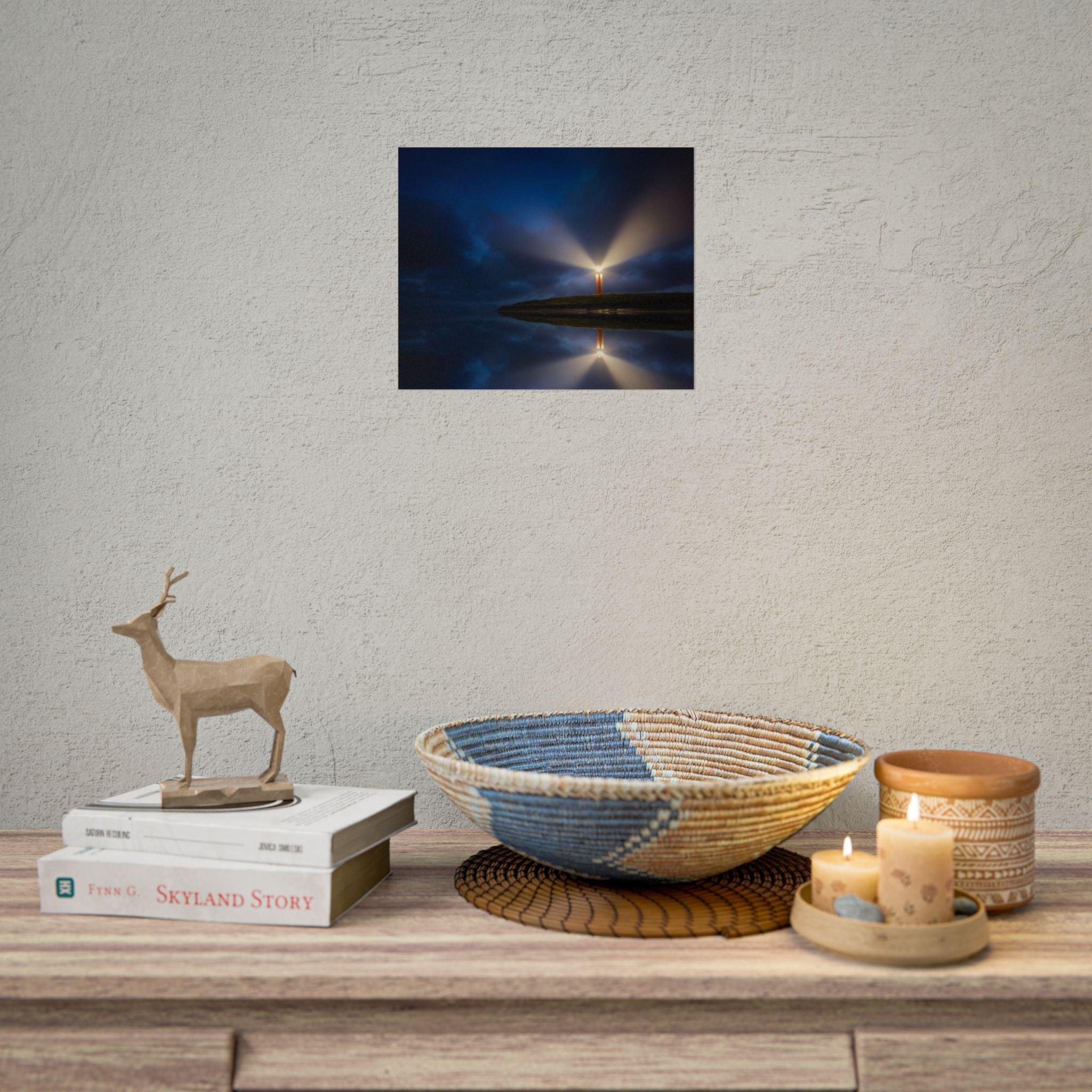 lighthouse-on-rock-poster-wall-art-coastal-wall-decor-nautical-decor-beach-house-decoration-seaside-wall