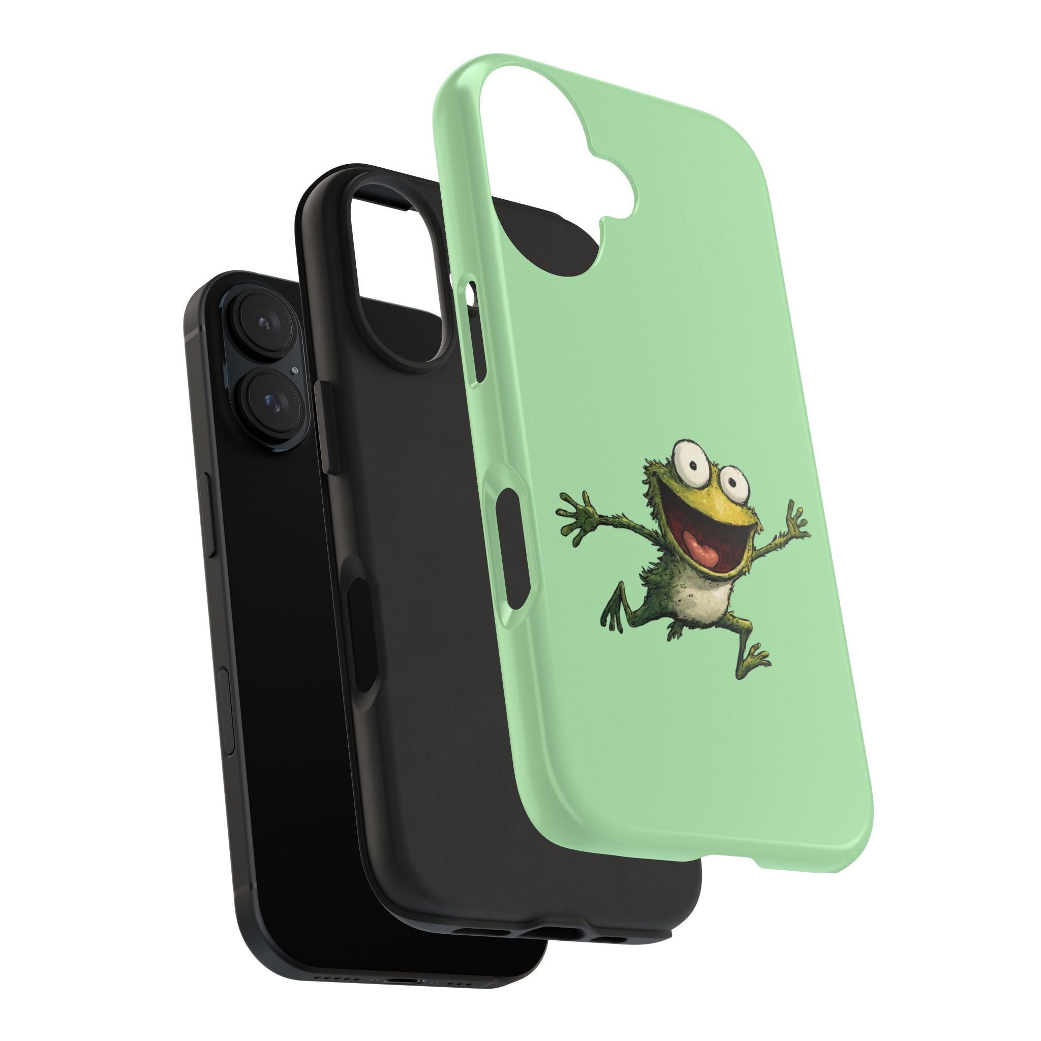 Quirky Funny Frog iPhone Tough Case - Kawaii Animal Phone Cover - Frog Protective Phone Cover - Green iPhone Case