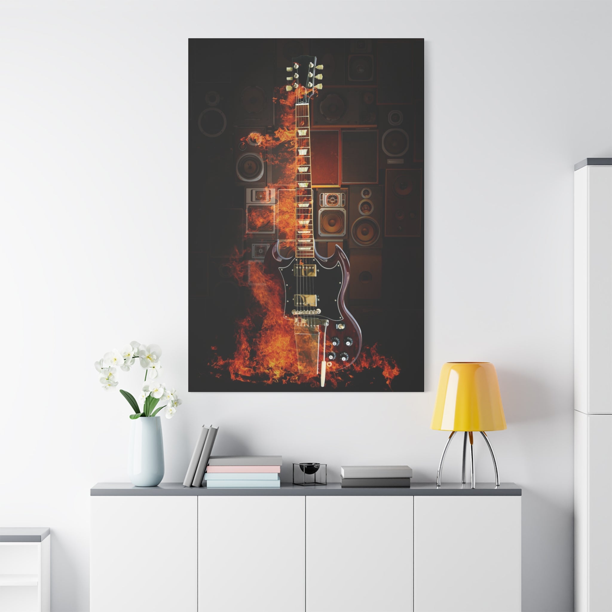 canvas-print-rock-n-roll-guitar-in-fire-home-wall-decor-music-art-gift-matte-stretched-wall-art-musicians-gift-guitarist-deco