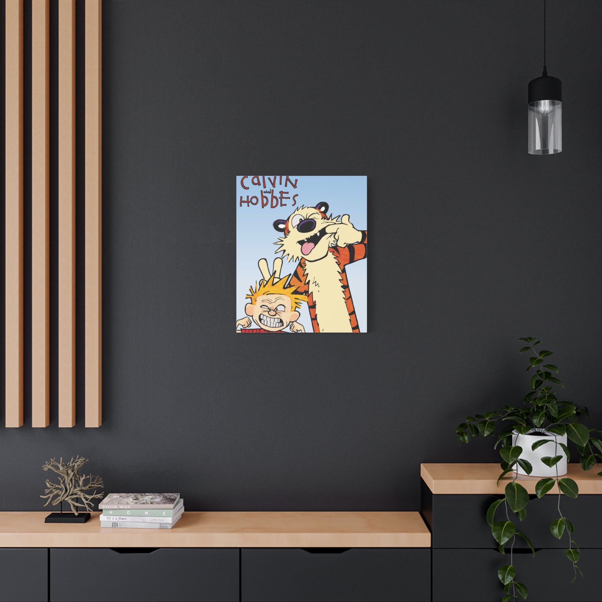 Calvin and Hobbes Canvas Wall Art - Nostalgic Vertical Comic Strip Canvas for Kids Room & Nursery Decor - Friendship Adventure Theme Print