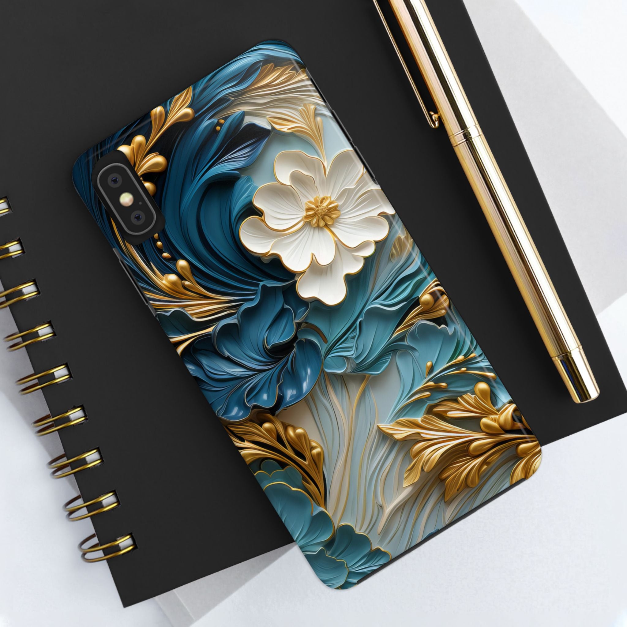 textured-art-nouveau-floral-tough-phone-case-cottagecore-iphone-case-unique-floral-phone-cover-vintage-style-iphone-case-prot