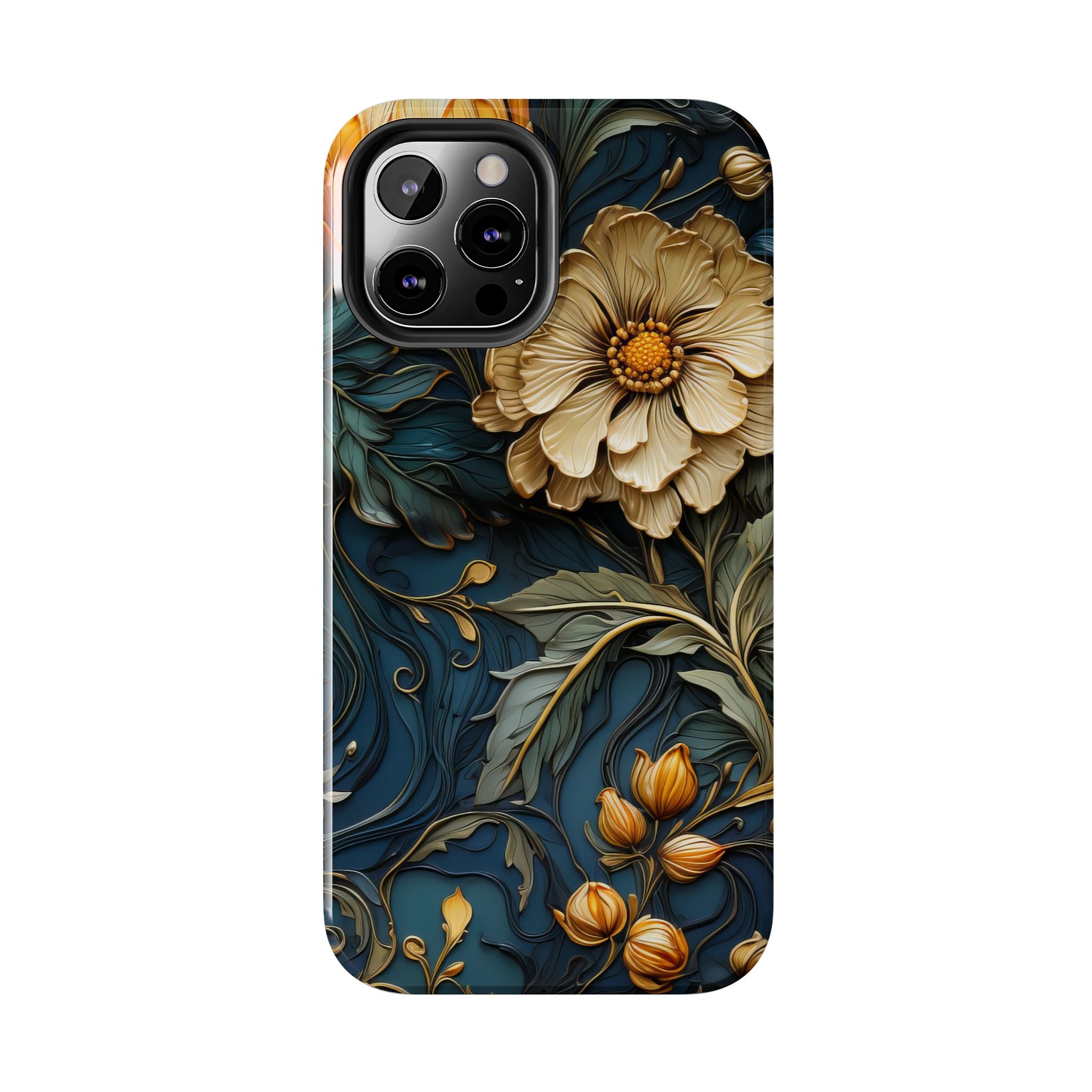 textured-art-nouveau-floral-tough-phone-case-cottagecore-iphone-case-unique-floral-phone-cover-vintage-style-iphone-case-prot