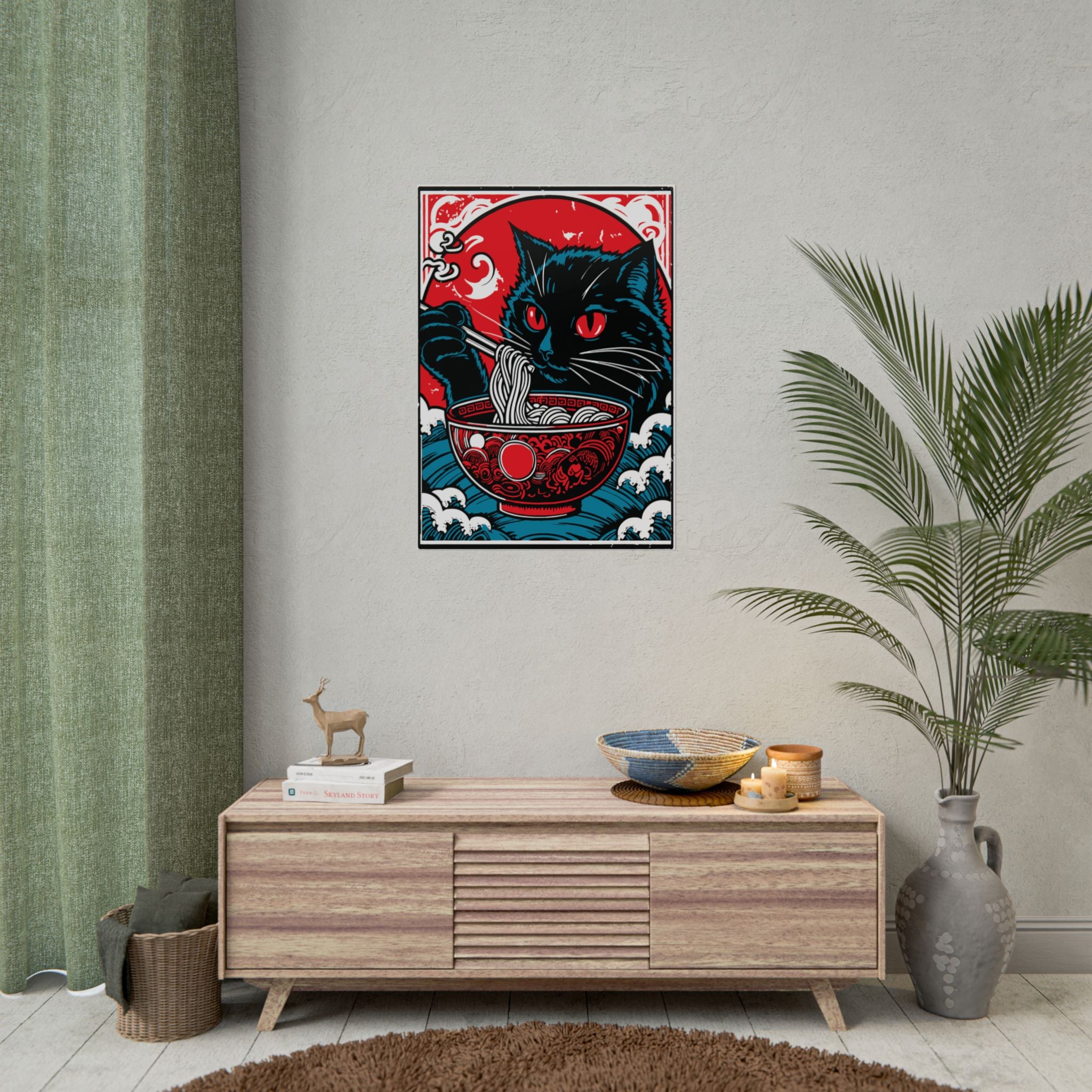 poster-print-cat-eating-ramen-noodle-retro-japanese-decor-wall-art-living-room-decoration-japandi-poster-art-home-decor-cute-