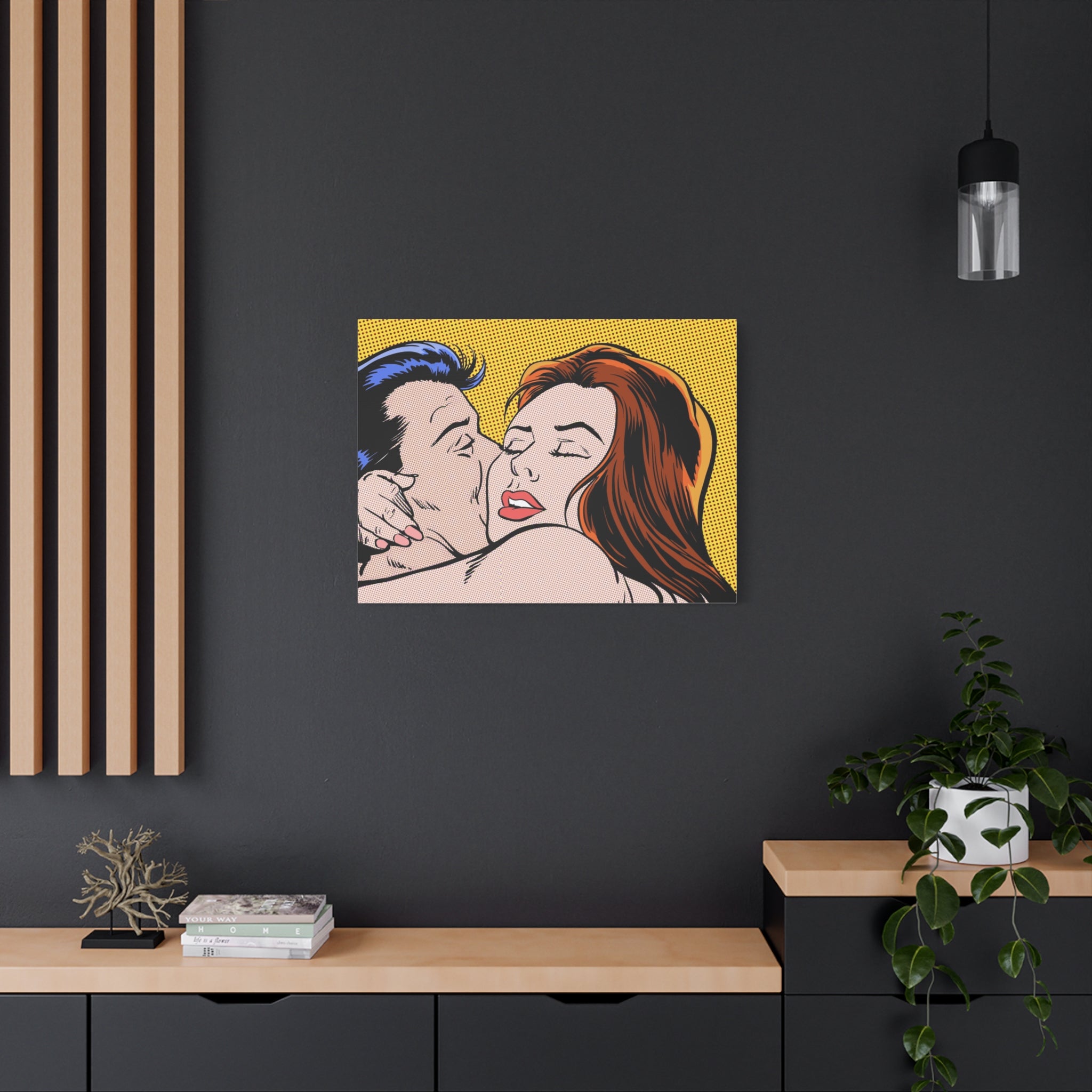 pop-art-canvas-print-retro-wall-art-stretched-matte-canvas-kiss-love-home-decor-wall-decor-poster-decorative-art-gift