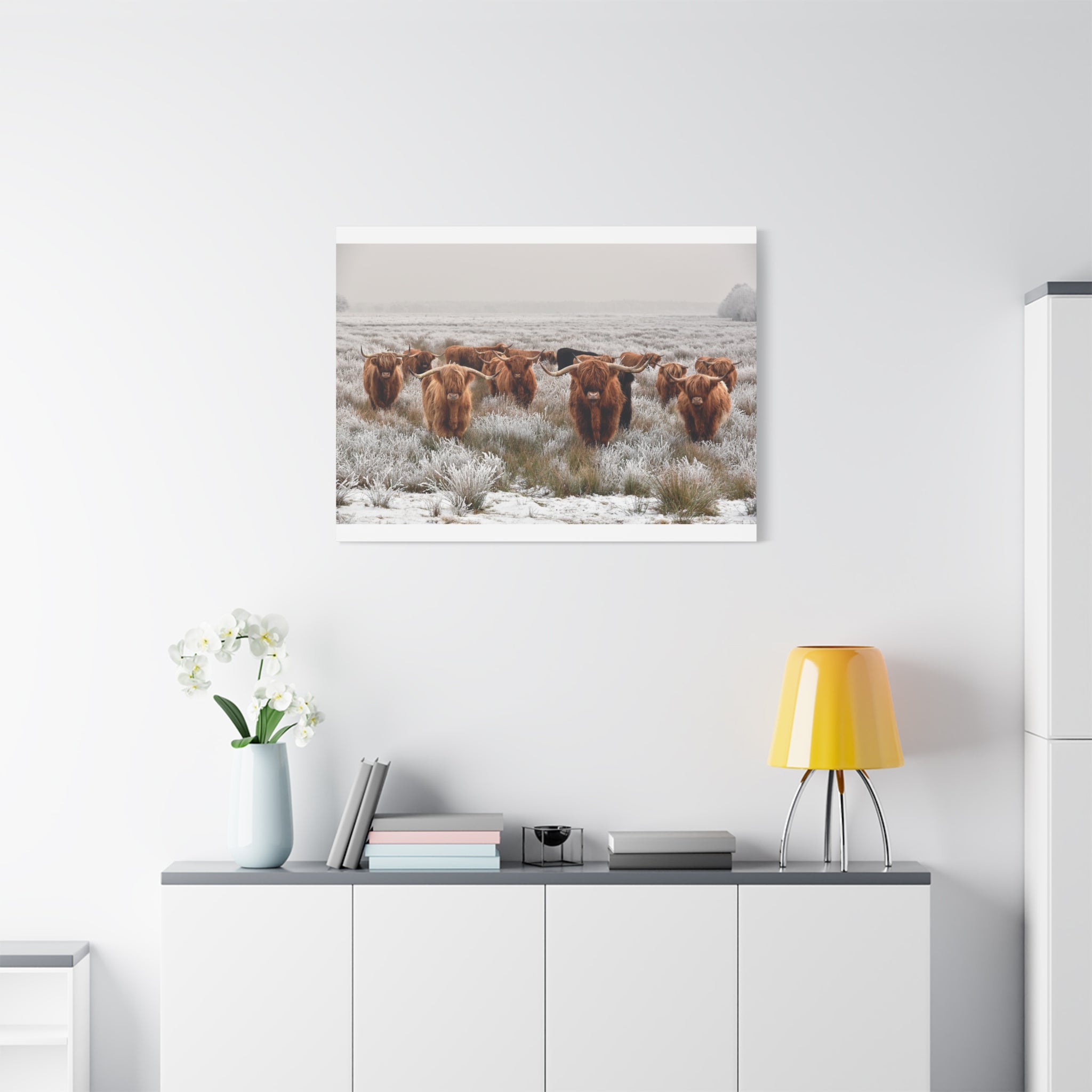 canvas-wall-art-scottish-highland-cow-longhorn-home-decor-stretched-matte-canvas-print-wall-hanging-farmhouse-art-rustic