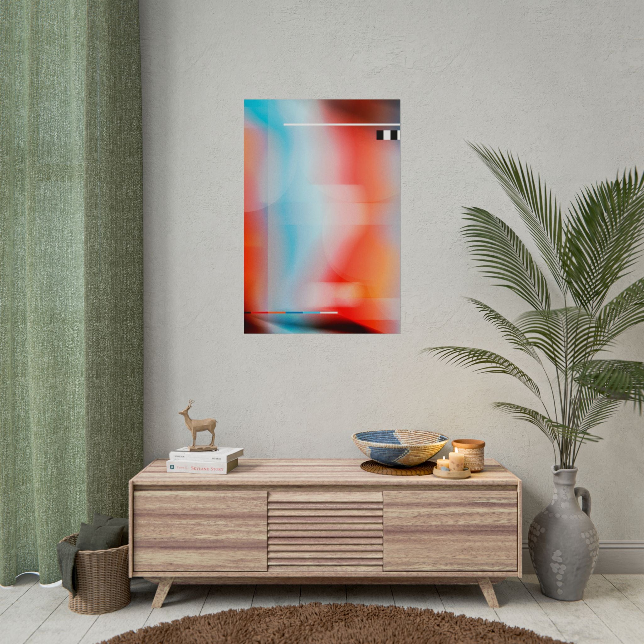 Poster Print, Abstract Orange Poster Art, Retro Colorful Home Decor, Poster Wall Art, Poster Gift, Living Room Decor, Unique Gift Idea