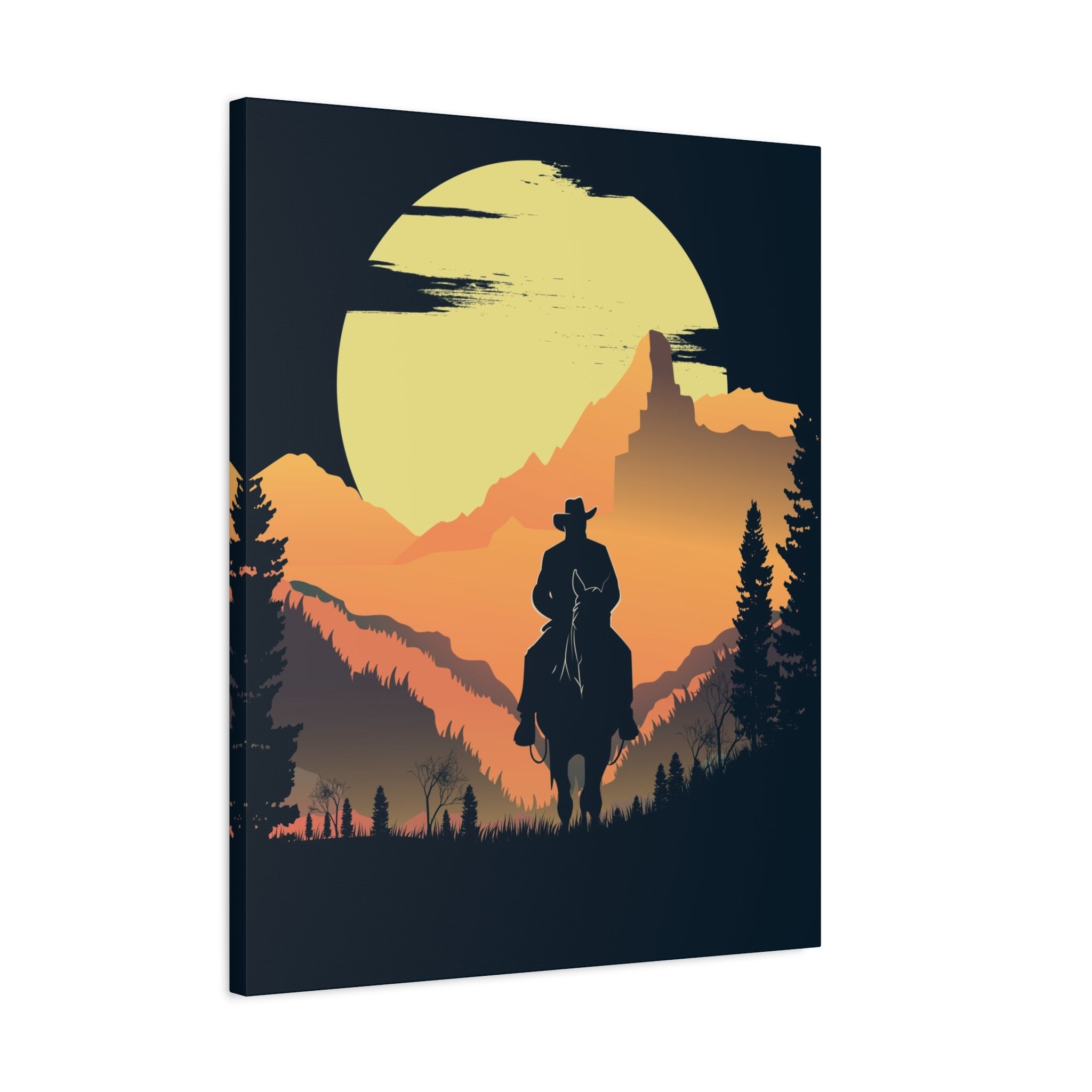 canvas-wall-art-cowboy-western-wall-decor-matte-stretched-print-rustic-southwestern-home-decoration-texas-desert-landscape