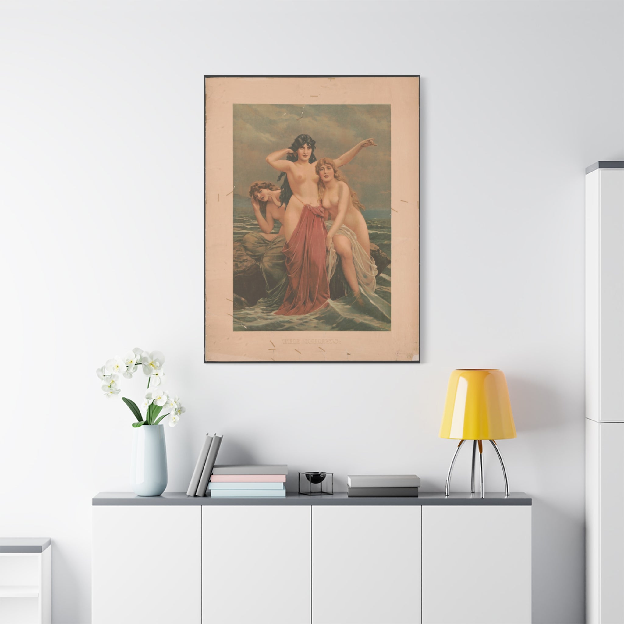 canvas-print-the-sirens-vintage-poster-woman-illustration-wall-decor-mythology-art-retro-sirens-picture-gift-for-mythology-lo