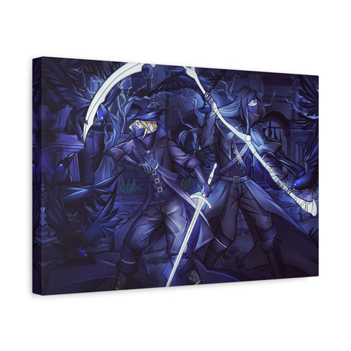 Bloodborne The Hunter Old Blood Matte Canvas Wall Art — Crow Cloak Bird Sword - Stretched Home Decor, Game Wall Print