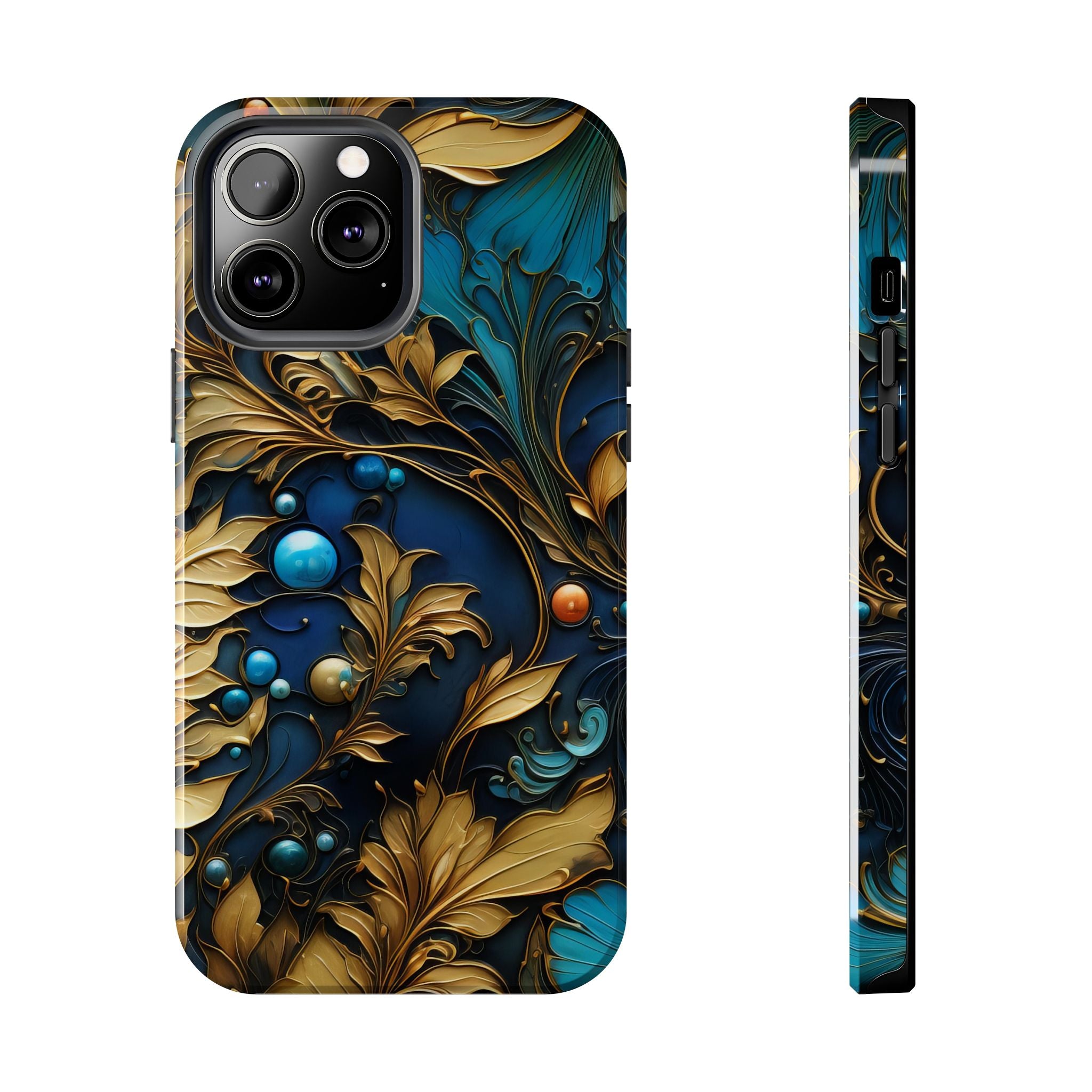 textured-art-nouveau-floral-tough-phone-case-cottagecore-iphone-case-unique-floral-phone-cover-vintage-style-iphone-case-prot