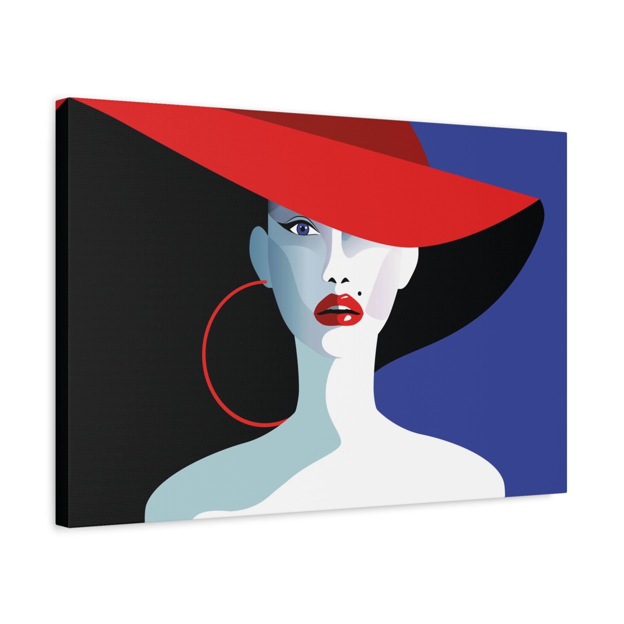 canvas-print-wall-decor-woman-hat-style-lips-art-matte-canvas-stretched-home-decor-room-decor-art-poster-fashion-art-gift