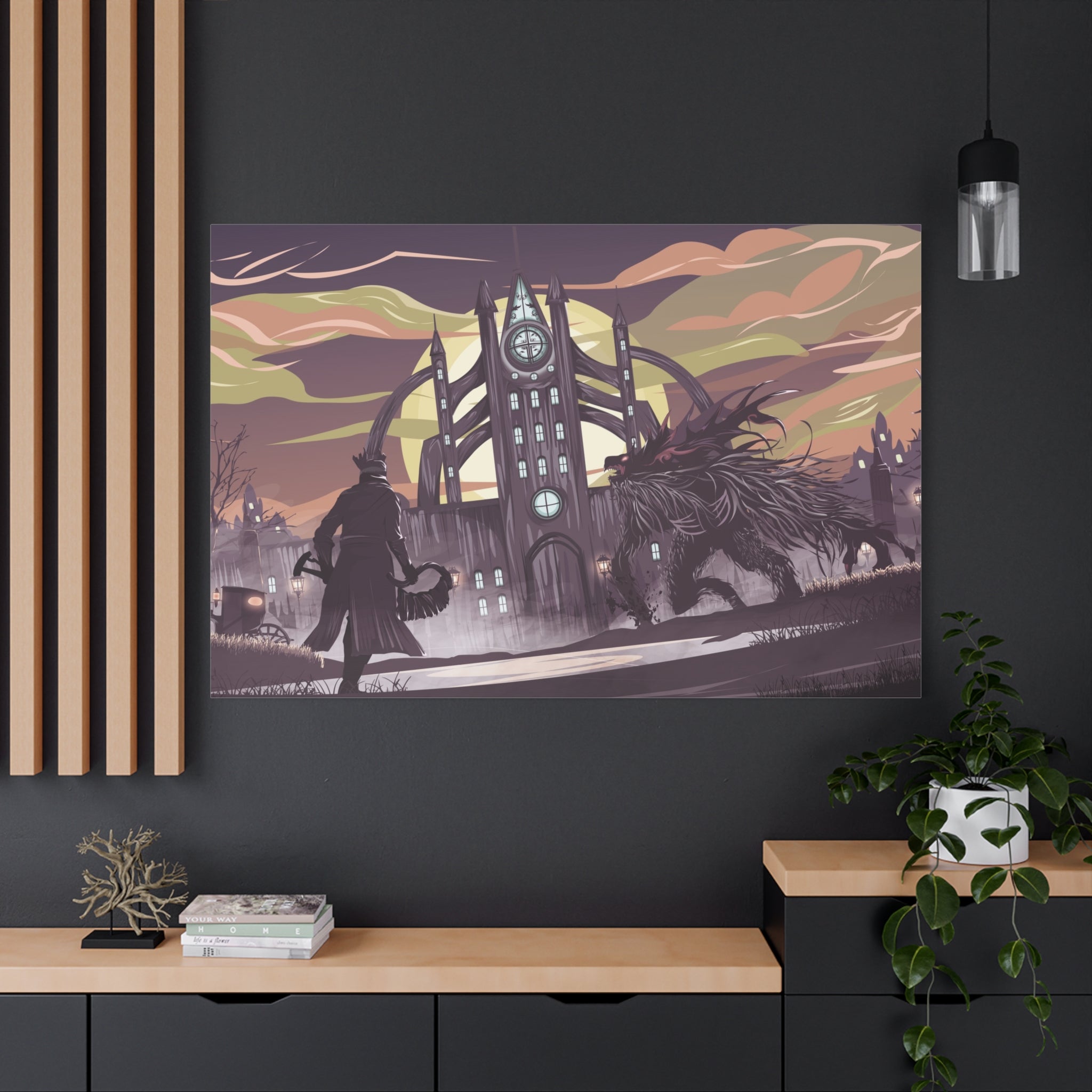 Bloodborne The Hunter Art Work Matte Canvas Wall Art — Stretched Home Decor, Game Wall Print