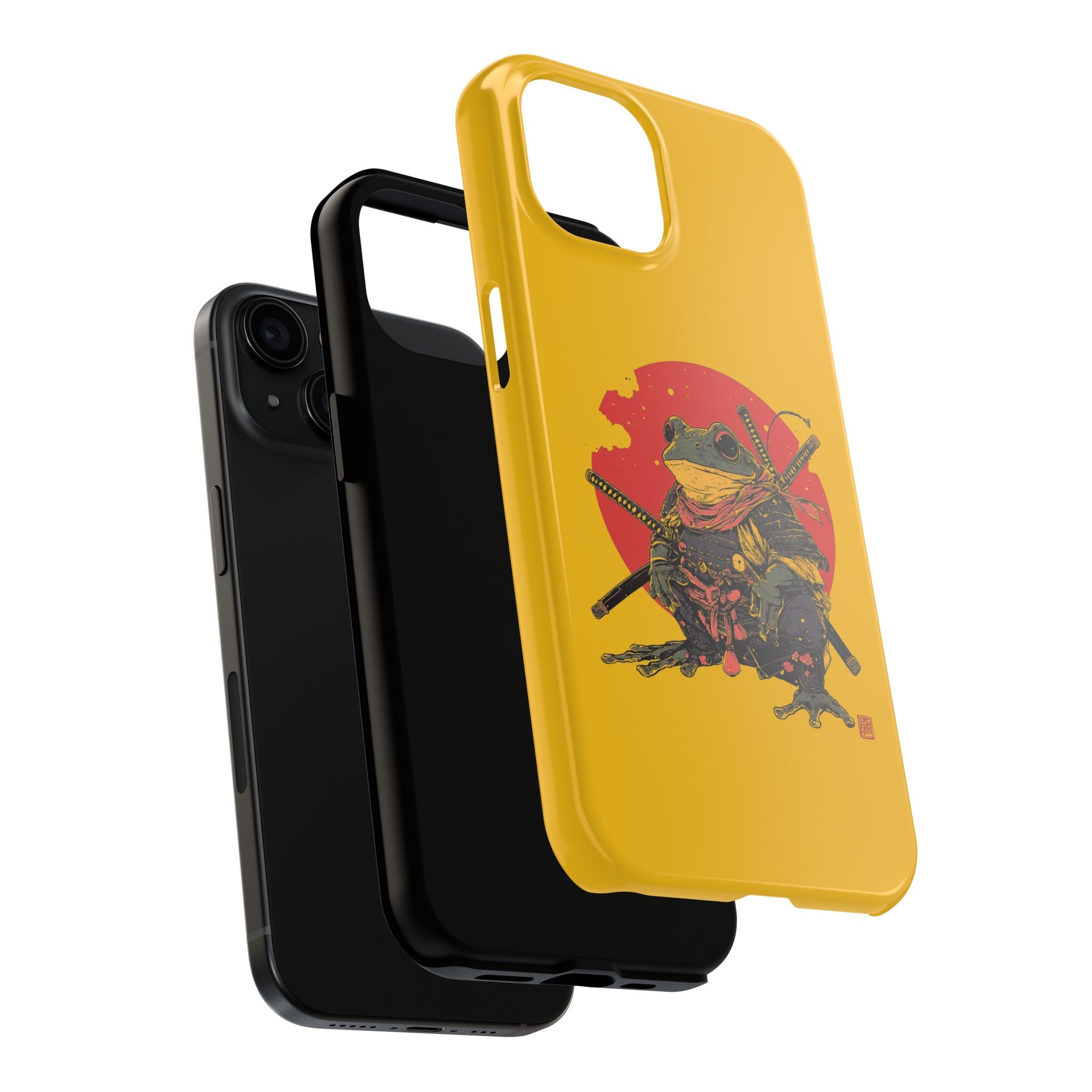 retro-vintage-ninja-frog-iphone-tough-case-red-sun-japanese-samurai-frog-design-ninja-warrior-yellow-iphone-hard-cover