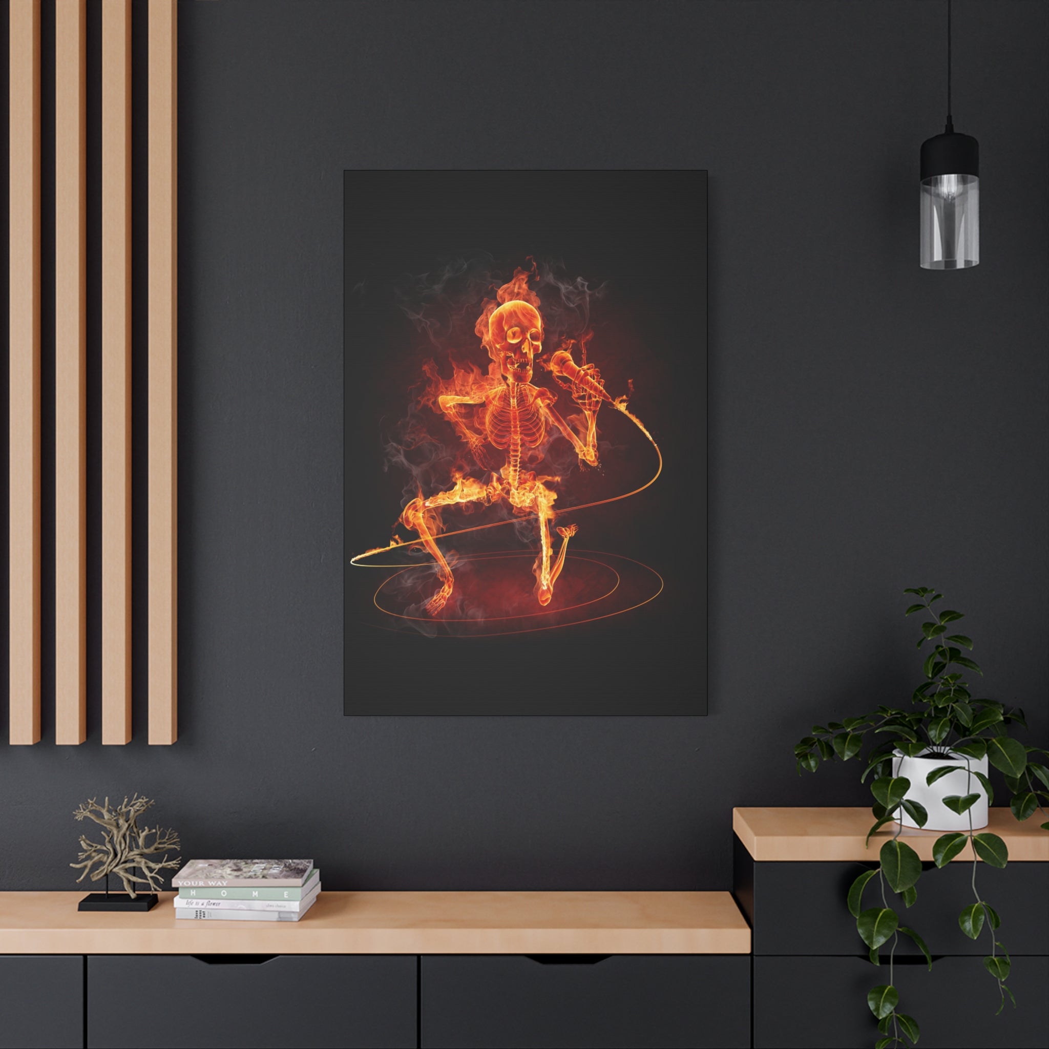 canvas-print-music-microphone-bones-fire-skull-home-decor-living-room-decor-rockn-roll-decor