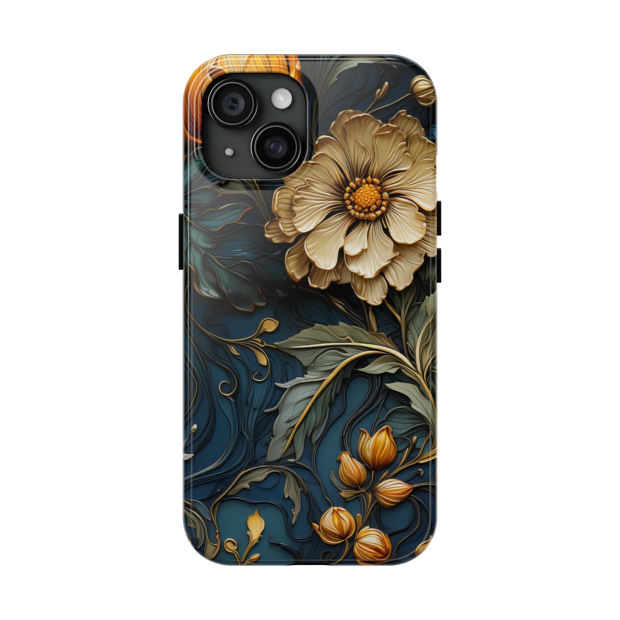 textured-art-nouveau-floral-tough-phone-case-cottagecore-iphone-case-unique-floral-phone-cover-vintage-style-iphone-case-prot