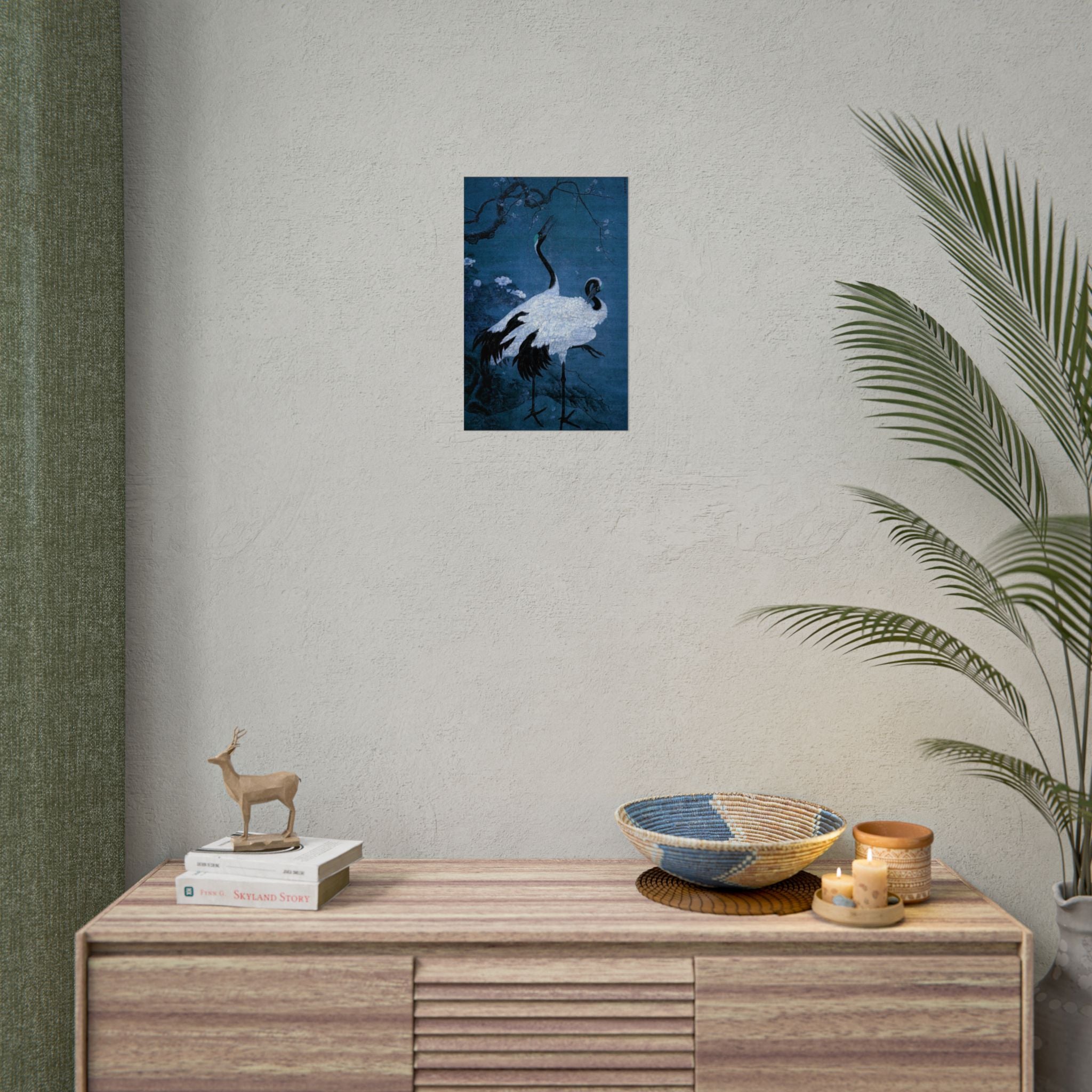 snow-plum-twin-cranes-painting-poster-wall-art-home-decor-nature-print-japanese-art-gift-cranes-wall-decor-cranes-poster-prin