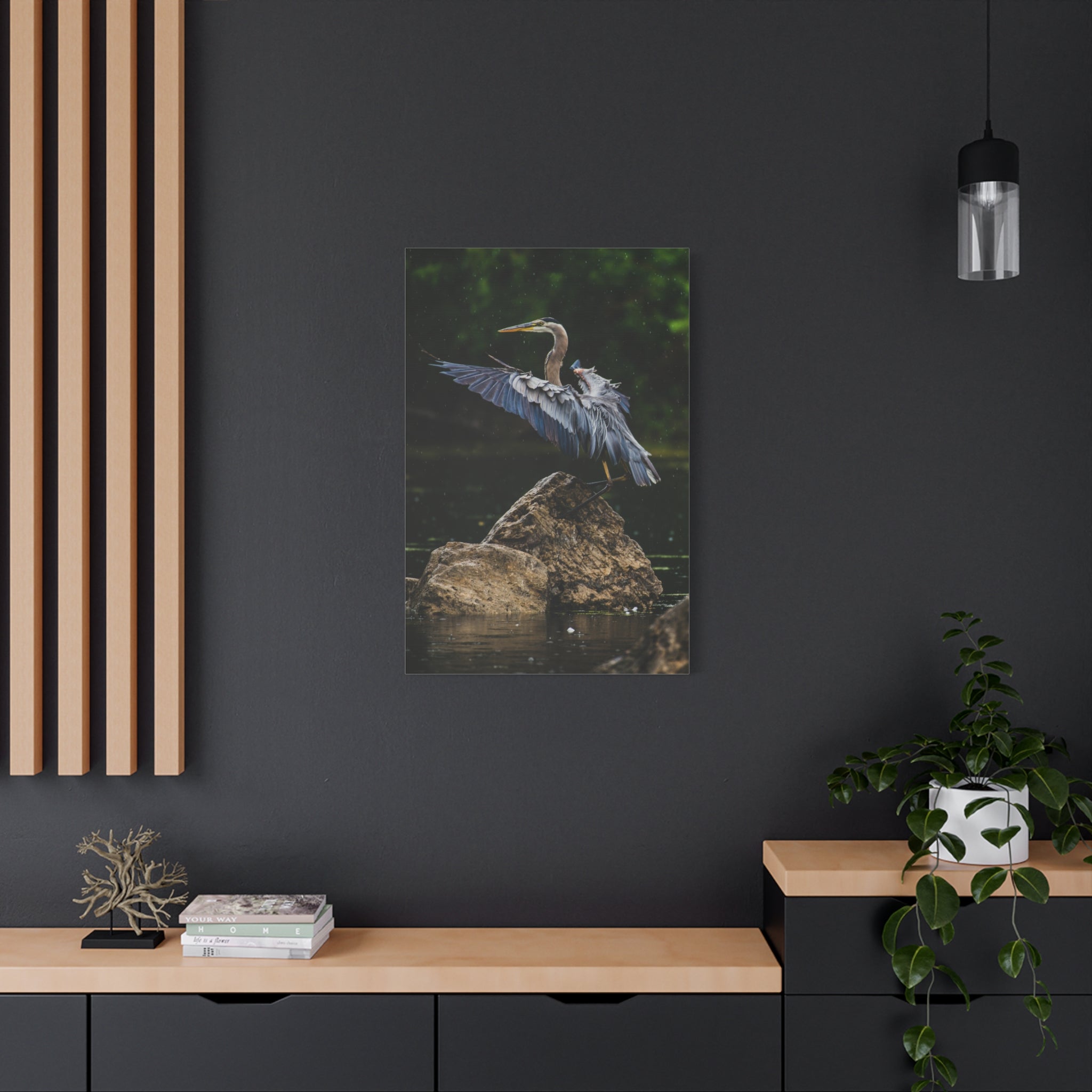canvas-print-wall-art-great-blue-heron-matte-canvas-stretched-home-decor-bird-lover-gift-nature-wall-hanging-wildlife