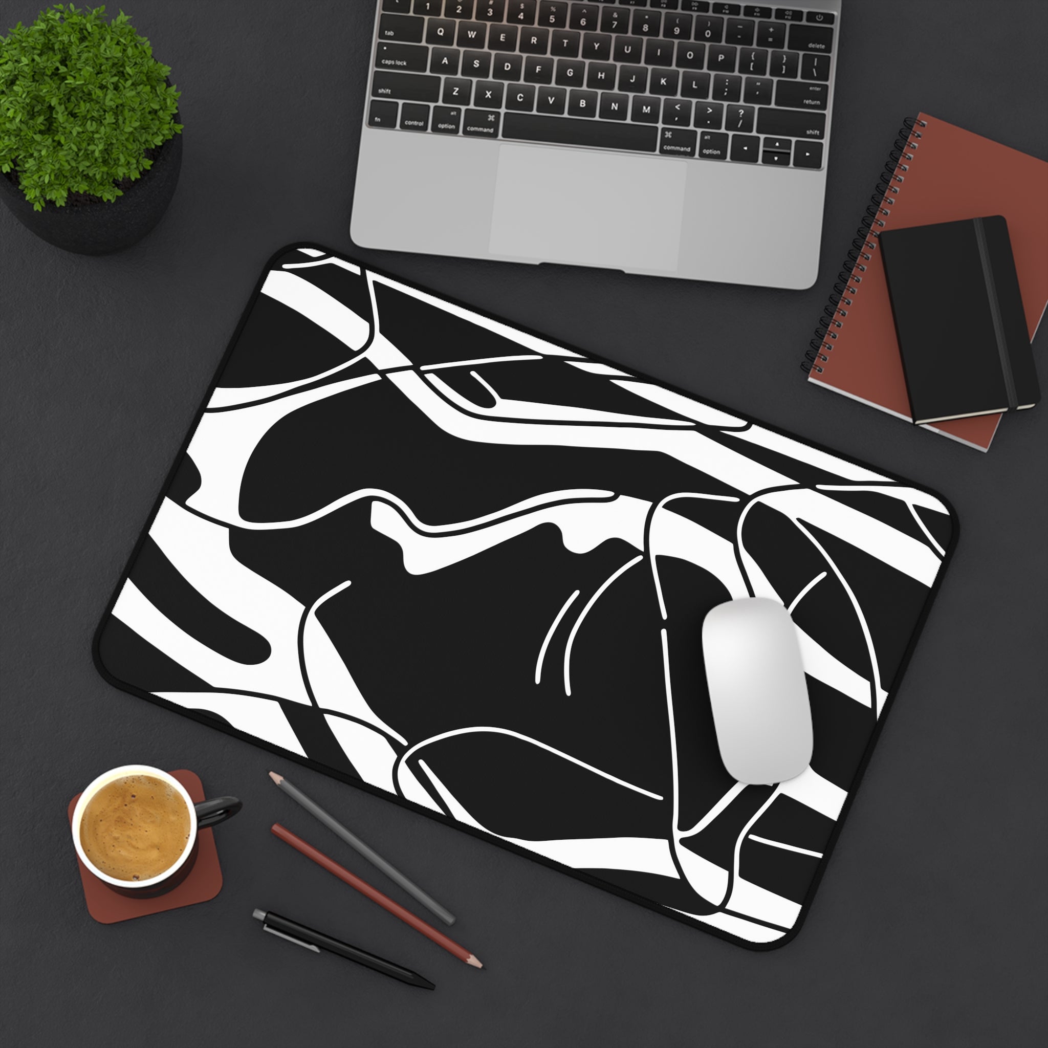 abstract-lines-monochrome-mouse-pad-abstract-art-desk-mat-chic-black-and-white-desk-pad-minimalist-mouse-pad-aesthetic