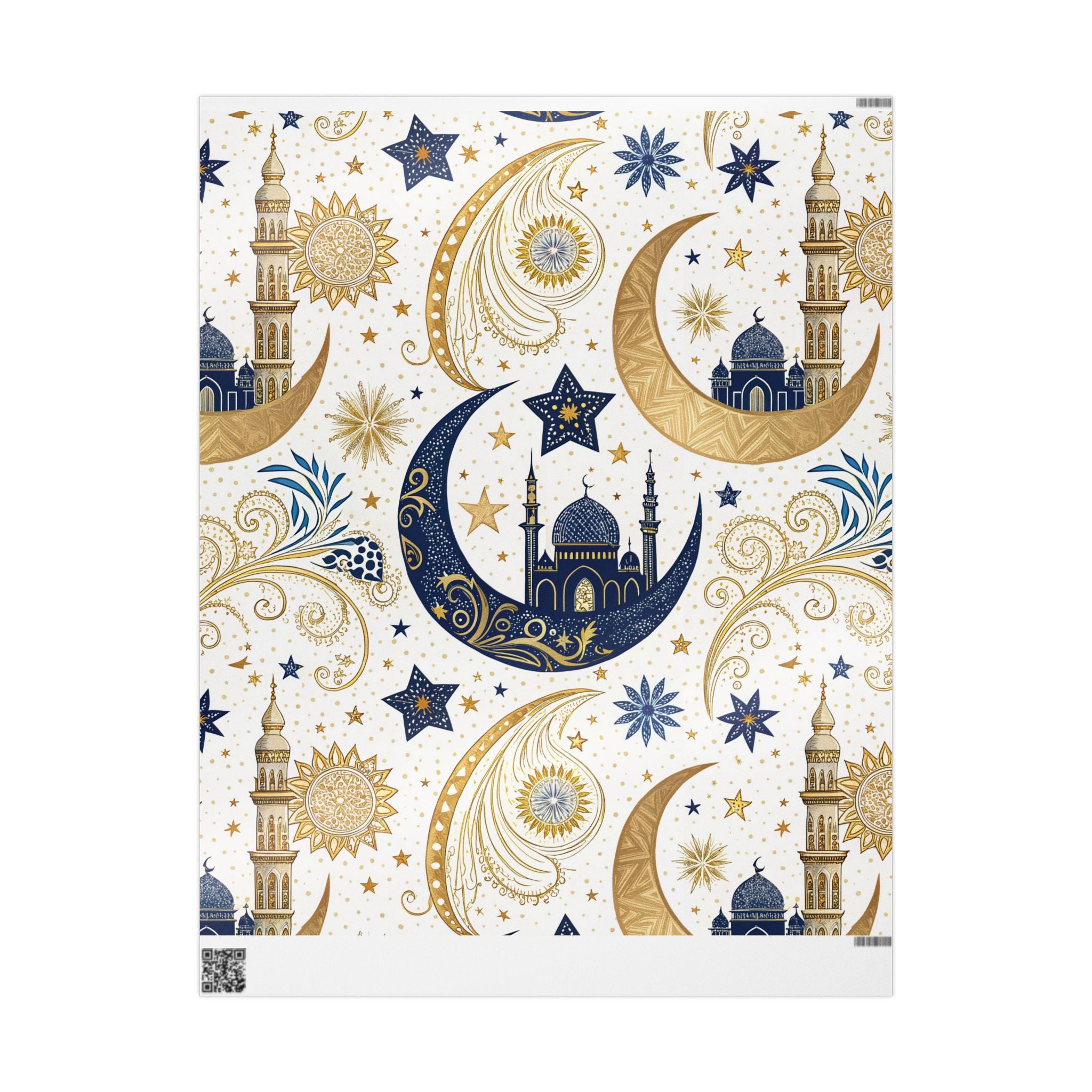 ramadan-night-wrapping-papers-islamic-crescent-moon-gift-wrap-mosque-silhouette-eid-holiday-supplies-festive-present-packagin
