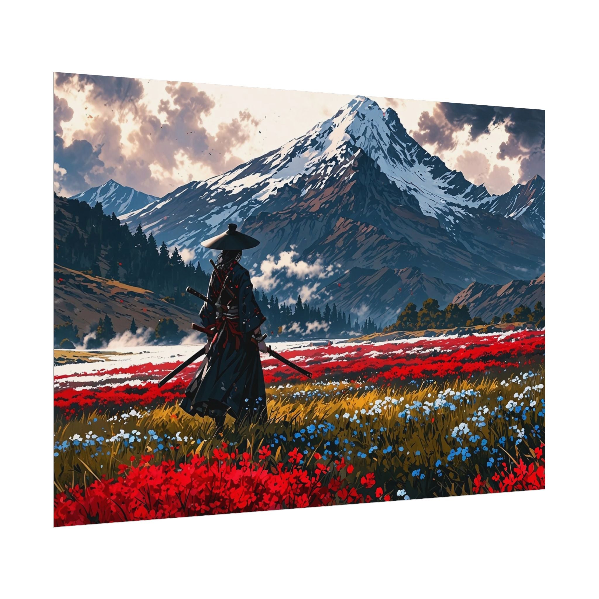 Samurai Canvas Print - Katana Japanese Artwork, Asian Decor, Samurai Warrior Poster, Anime Poster