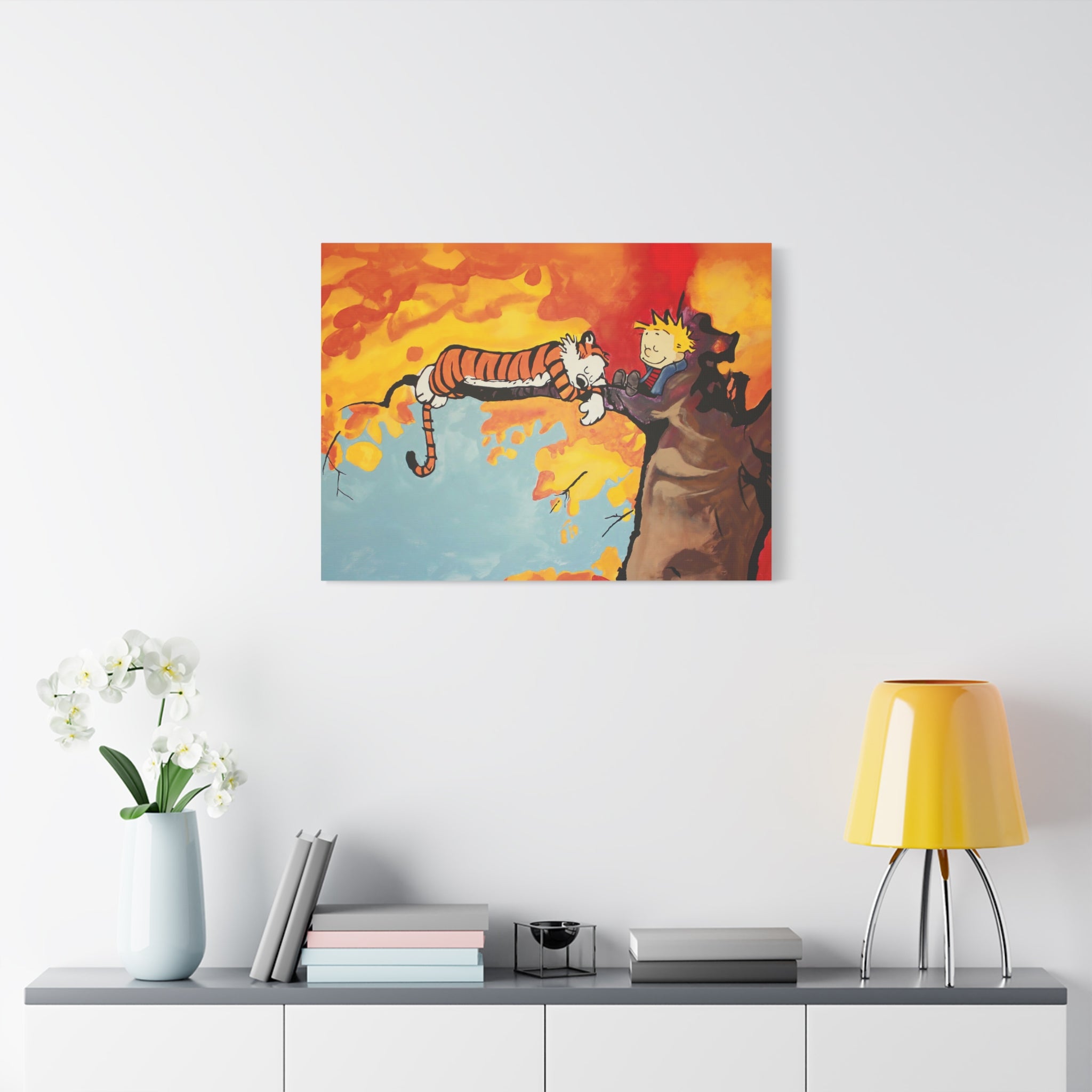 Calvin and Hobbes Canvas Wall Art - Nostalgic Comic Strip Poster for Nursery & Kids Room Decor - Friendship Theme Gift Idea