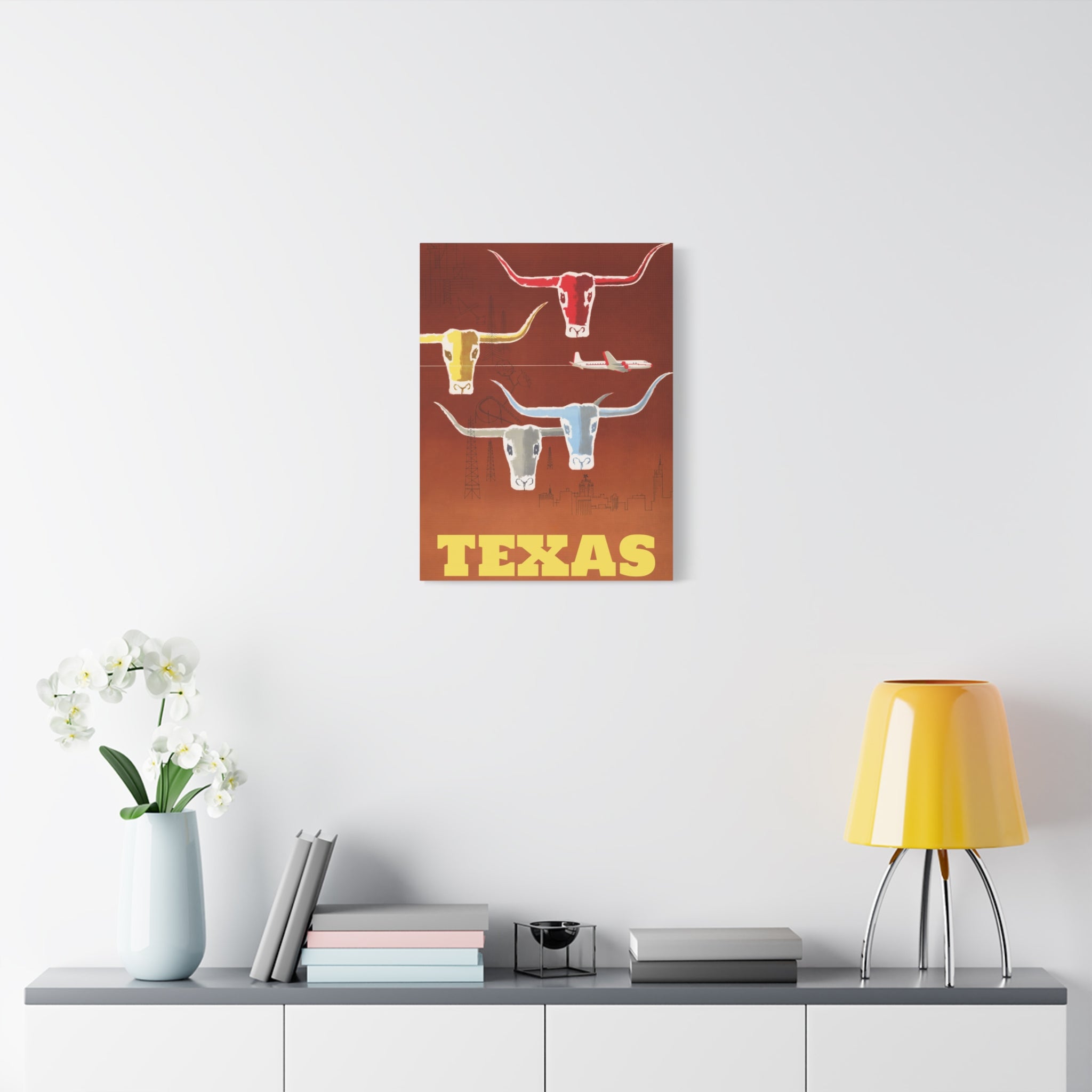 canvas-print-texas-travel-wall-art-texas-decor-longhorn-skull-matte-stretched-artwork-texas-gift-lone-star-state-souvenir