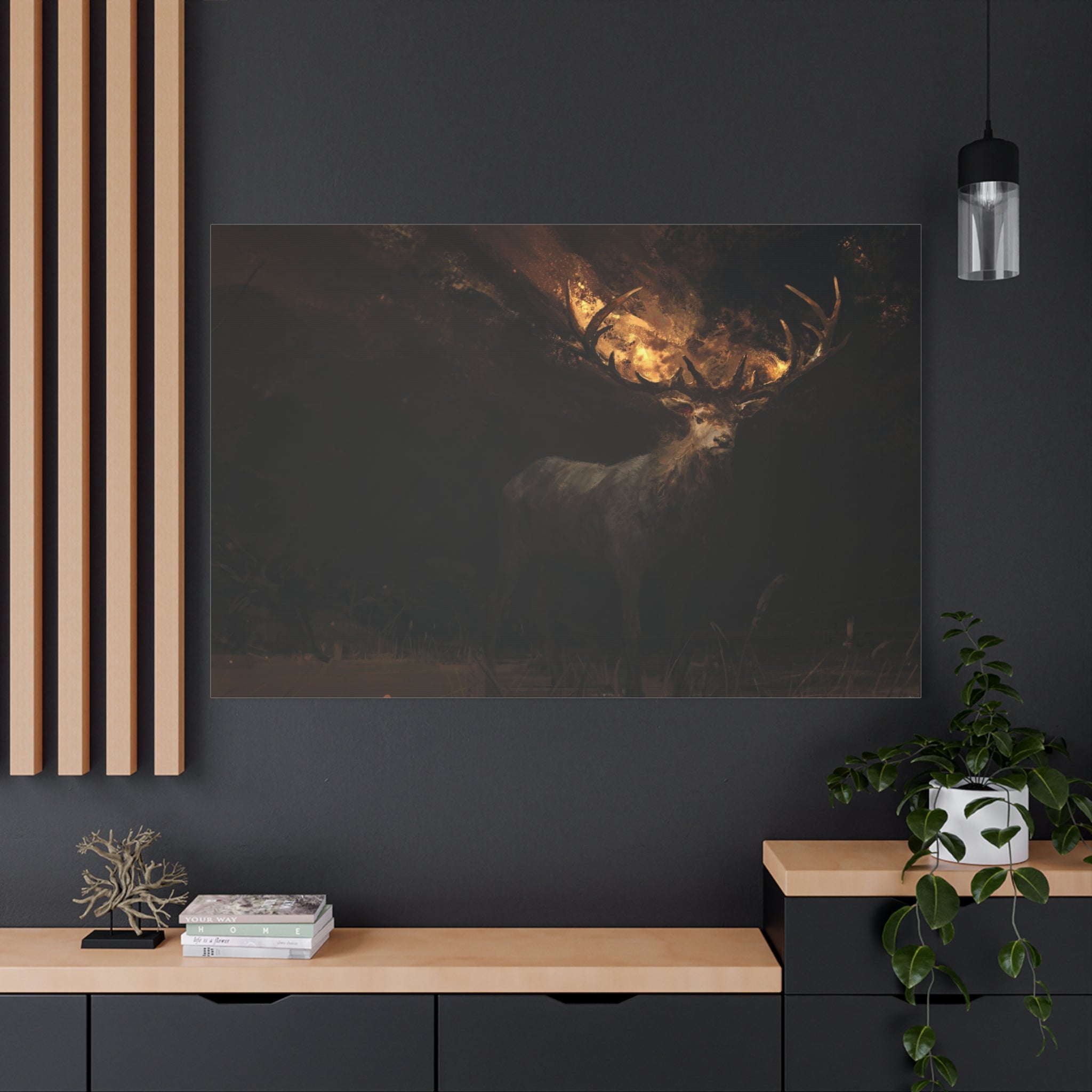 canvas-wall-art-decor-deer-fantasy-art-fire-stretched-canvas-unique-animal-print-matte-finish-home-wall-hanging-gift-for-natu