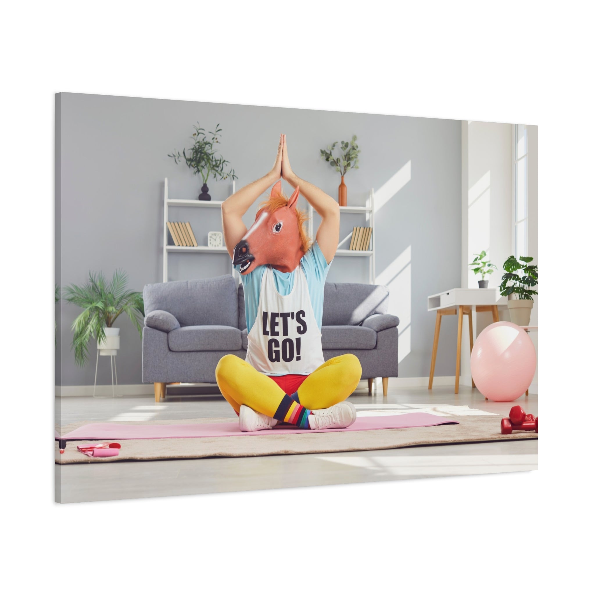 yoga-canvas-funny-horse-mask-matte-wall-art-stretched-decoration-home-decor-gift-poster-print-artwork