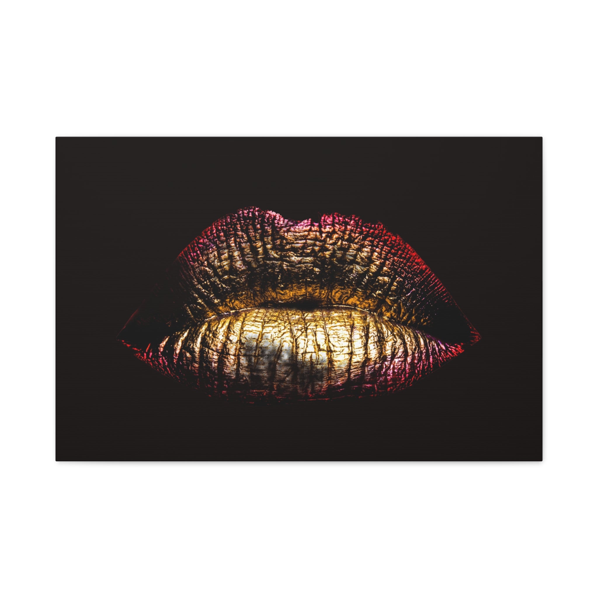 canvas-print-female-art-makeup-glamour-metallic-bronze-lip-contour-stretched-matte-wall-art-poster-home-decor-gift-for-her-be