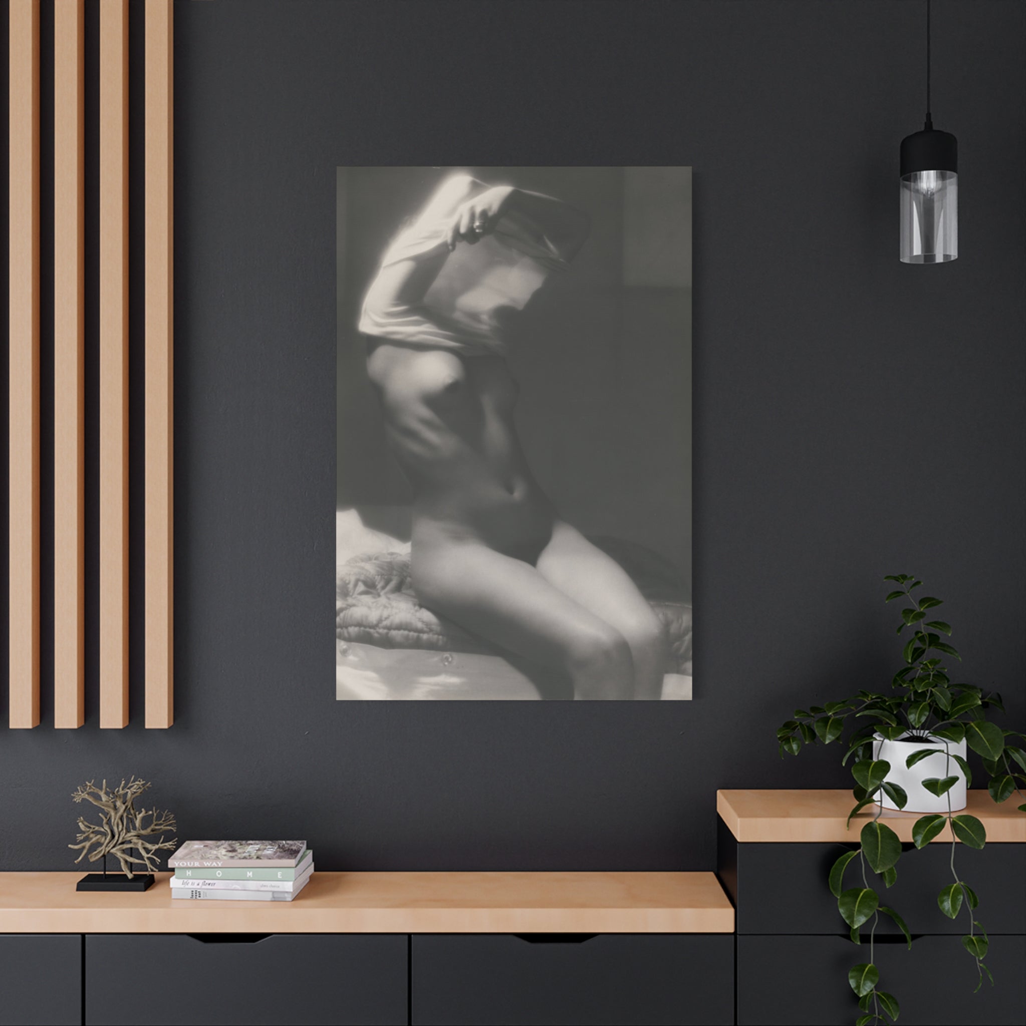 canvas-print-vor-dem-schlafen-gehen-by-michael-heumuller-black-and-white-photography-nude-art-wall-decor-stretched-canvas-art