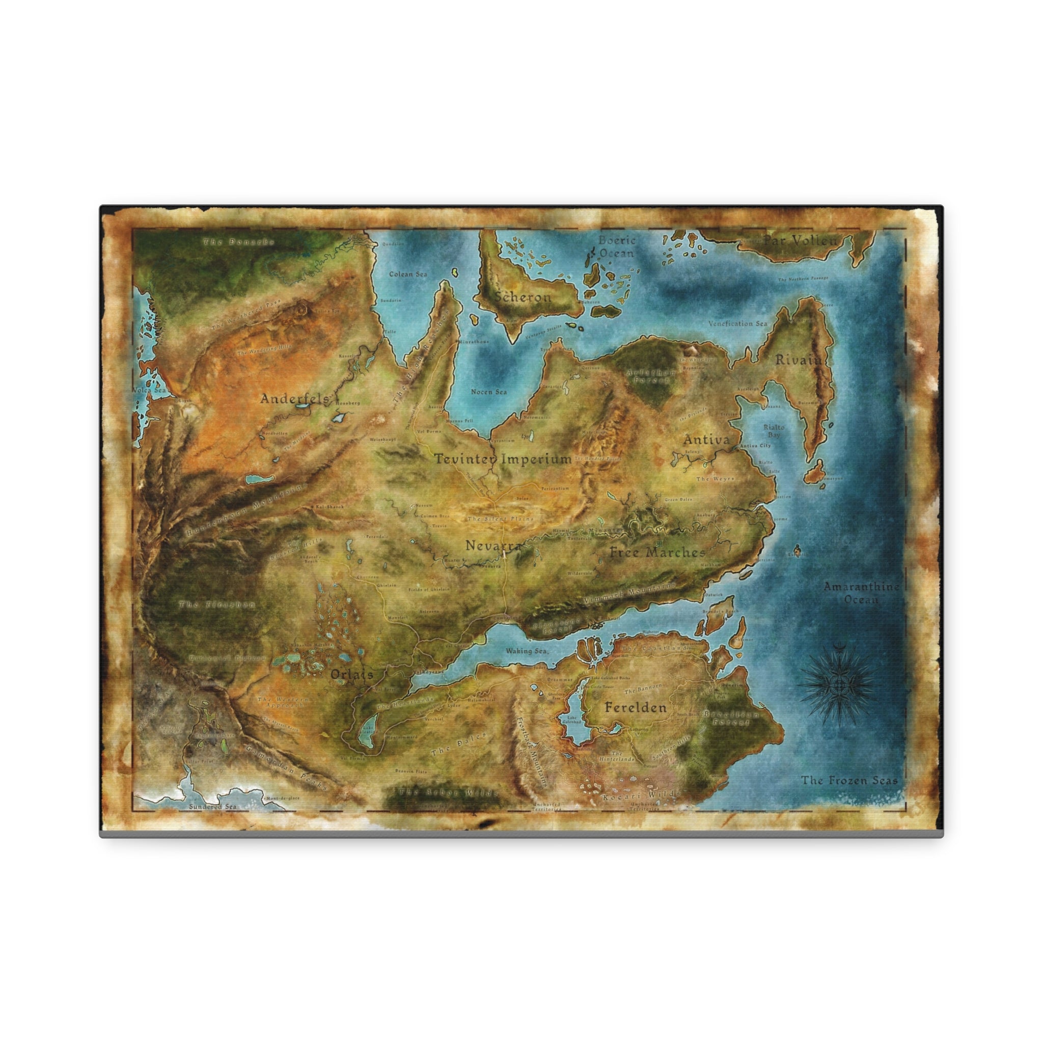 Dragon Age World Map Canvas Art - Fantasy Decor for Gamers, Gaming Wall Decor, Dragon Age Canvas Print