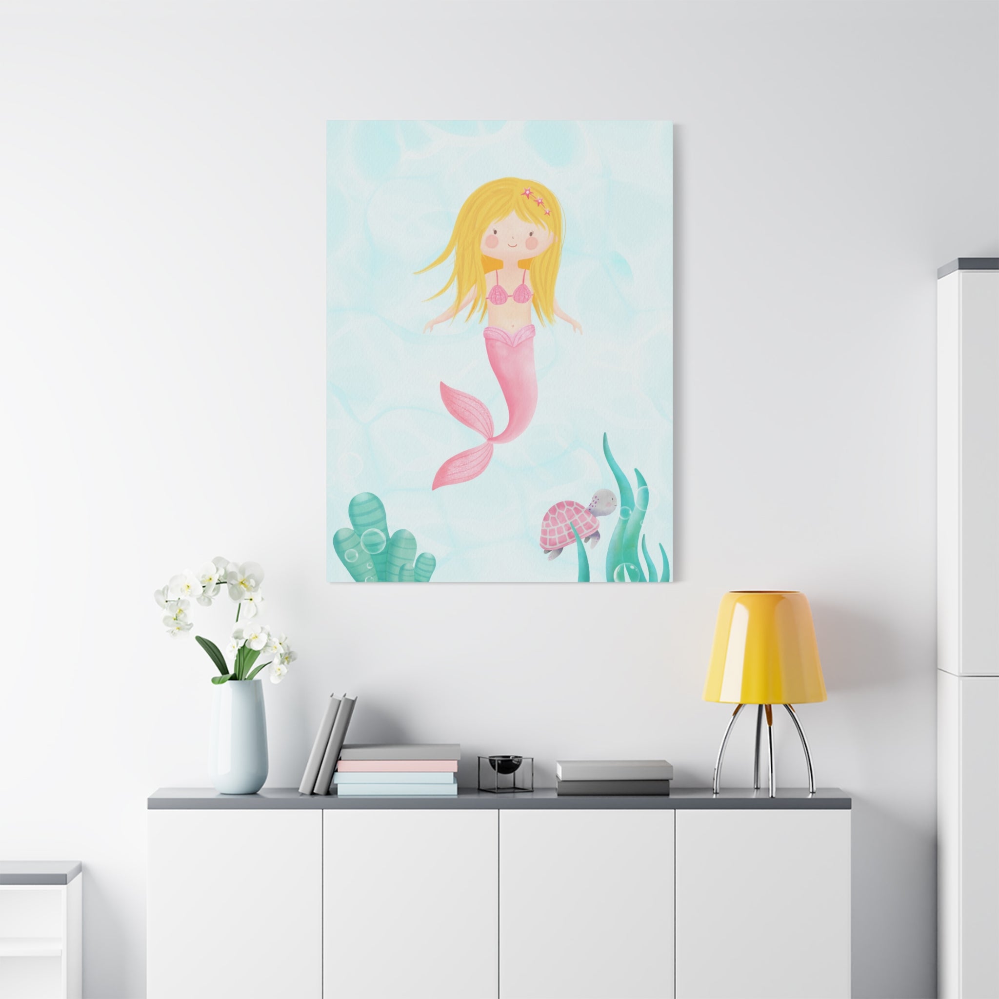 canvas-wall-art-cute-pink-mermaid-nursery-decor-pink-mermaid-print-nursery-art-cute-pink-mermaid-decoration-baby-nursery-merm