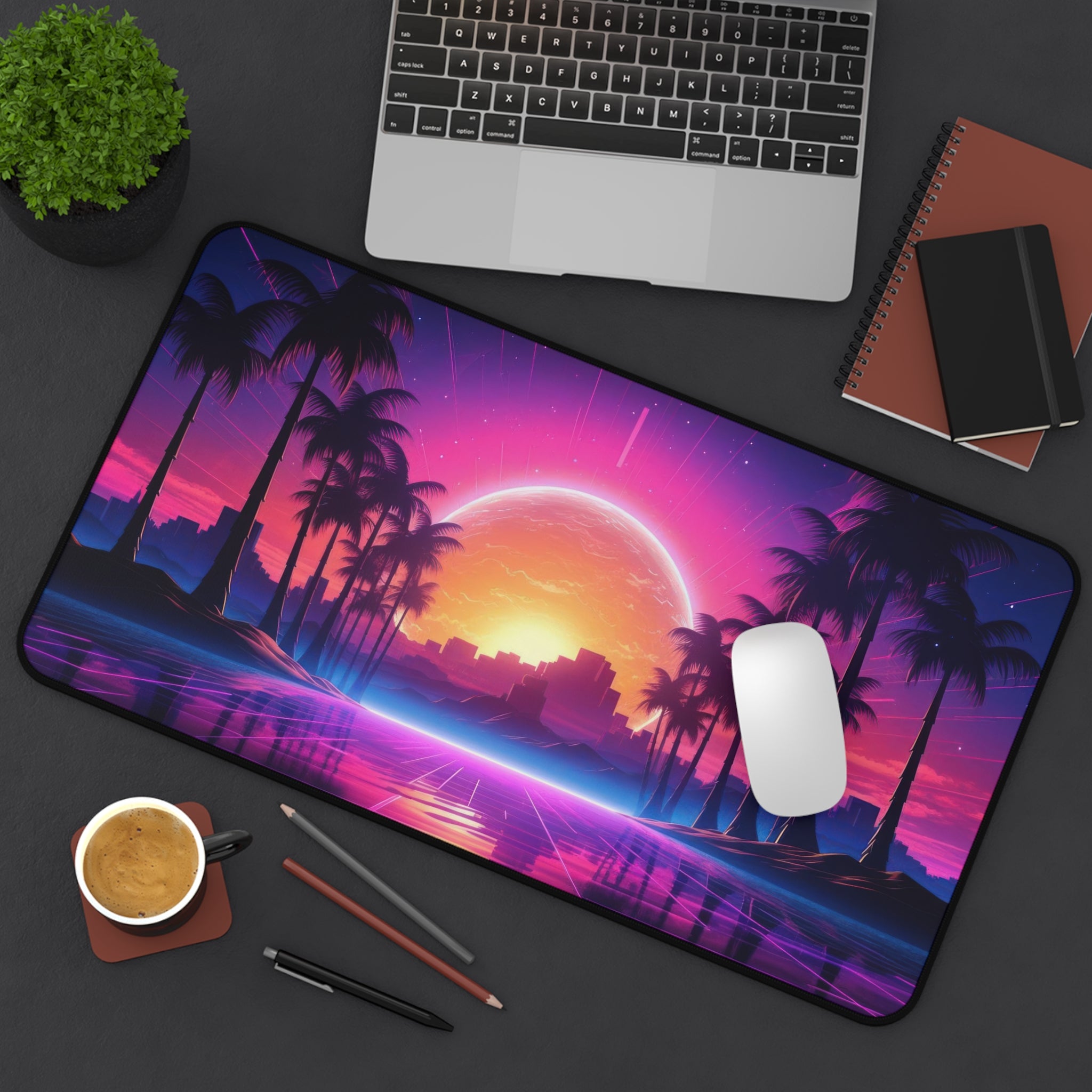 vaporwave-palm-tree-road-mouse-pad-retrowave-delorean-desk-mat-neon-synthwave-desk-pad-vaporwave-sun-and-mountains-vaporwave-