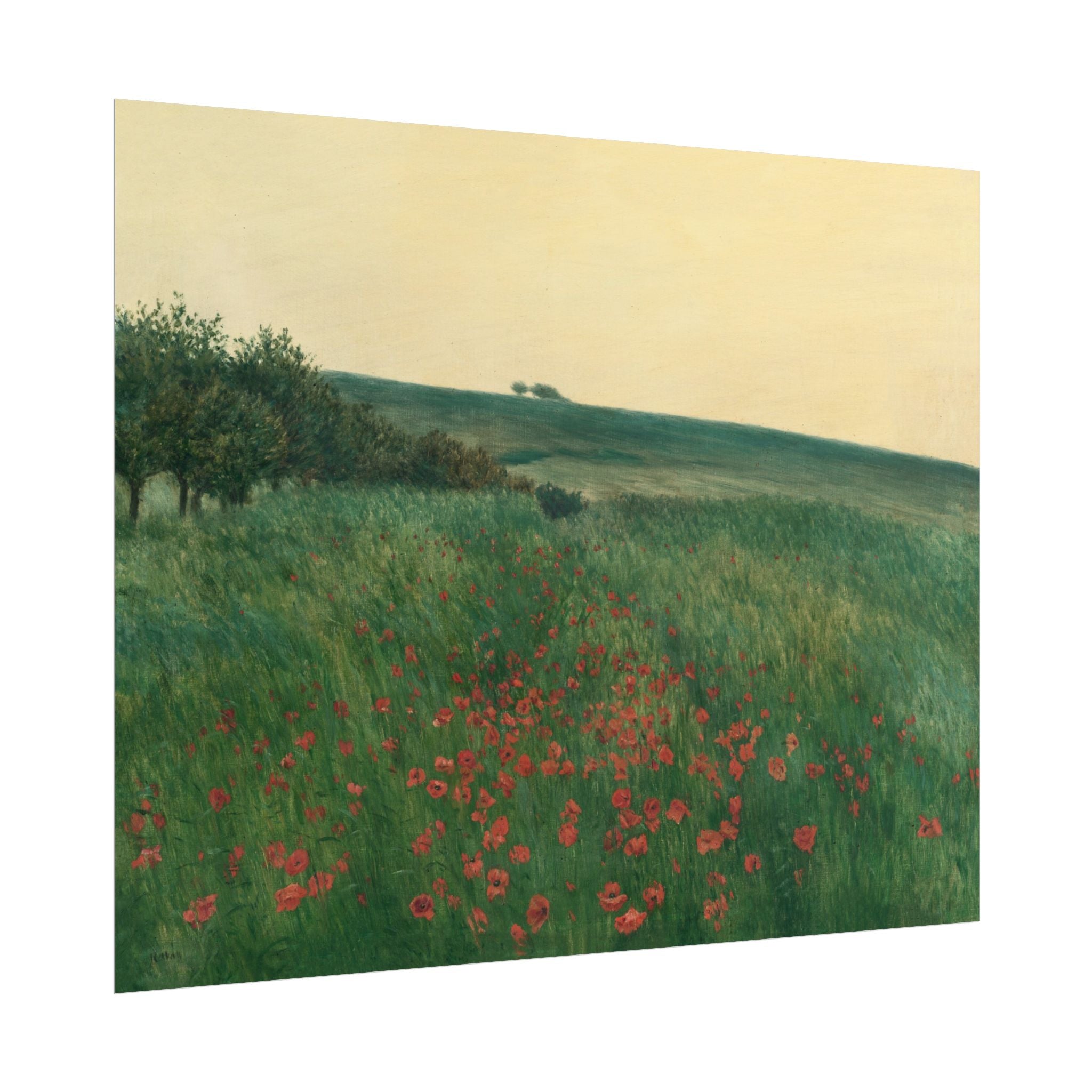 Frantisek Kavan, Fields Poster Print, Fields Landscape Painting, Red Poppies, Rustic Canvas Wall Art, Farmhouse Wall Decor