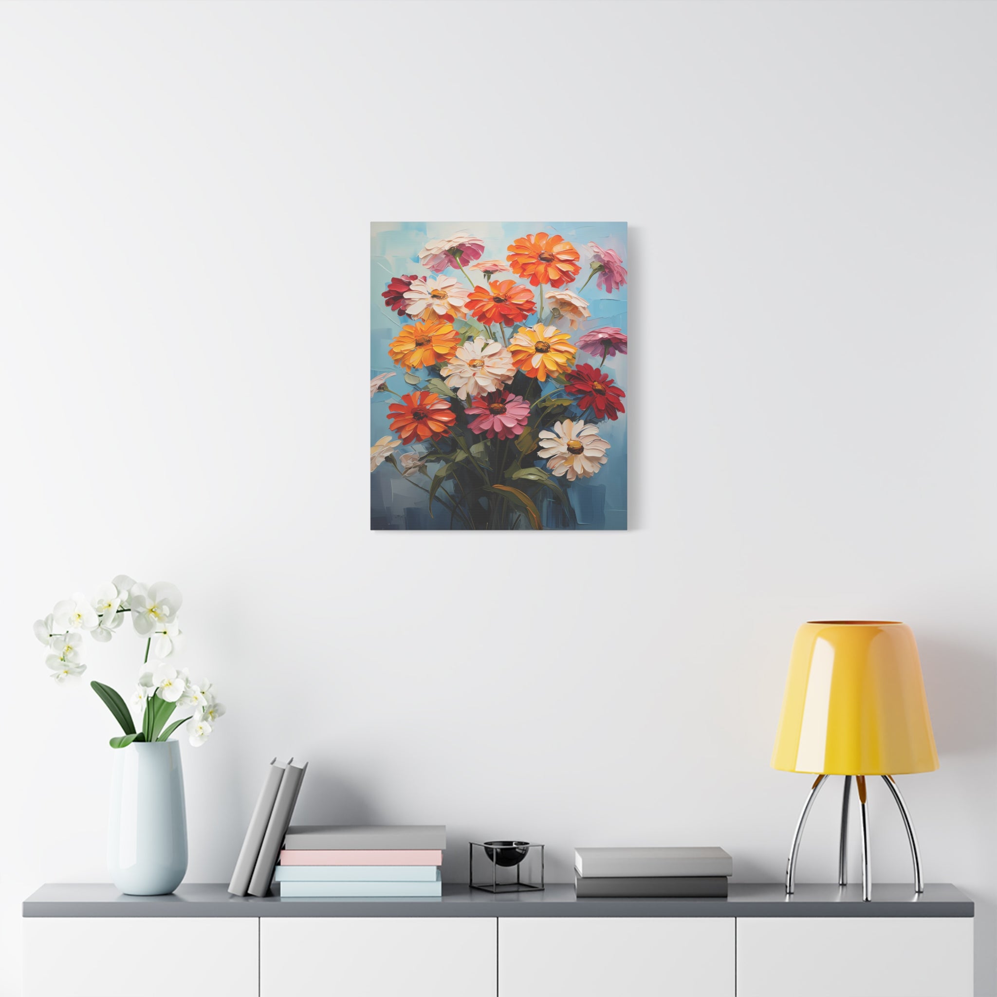 canvas-print-zinnia-flowers-impasto-matte-stretched-art-floral-wall-decor-botanical-artwork-impressionist-painting-reproducti