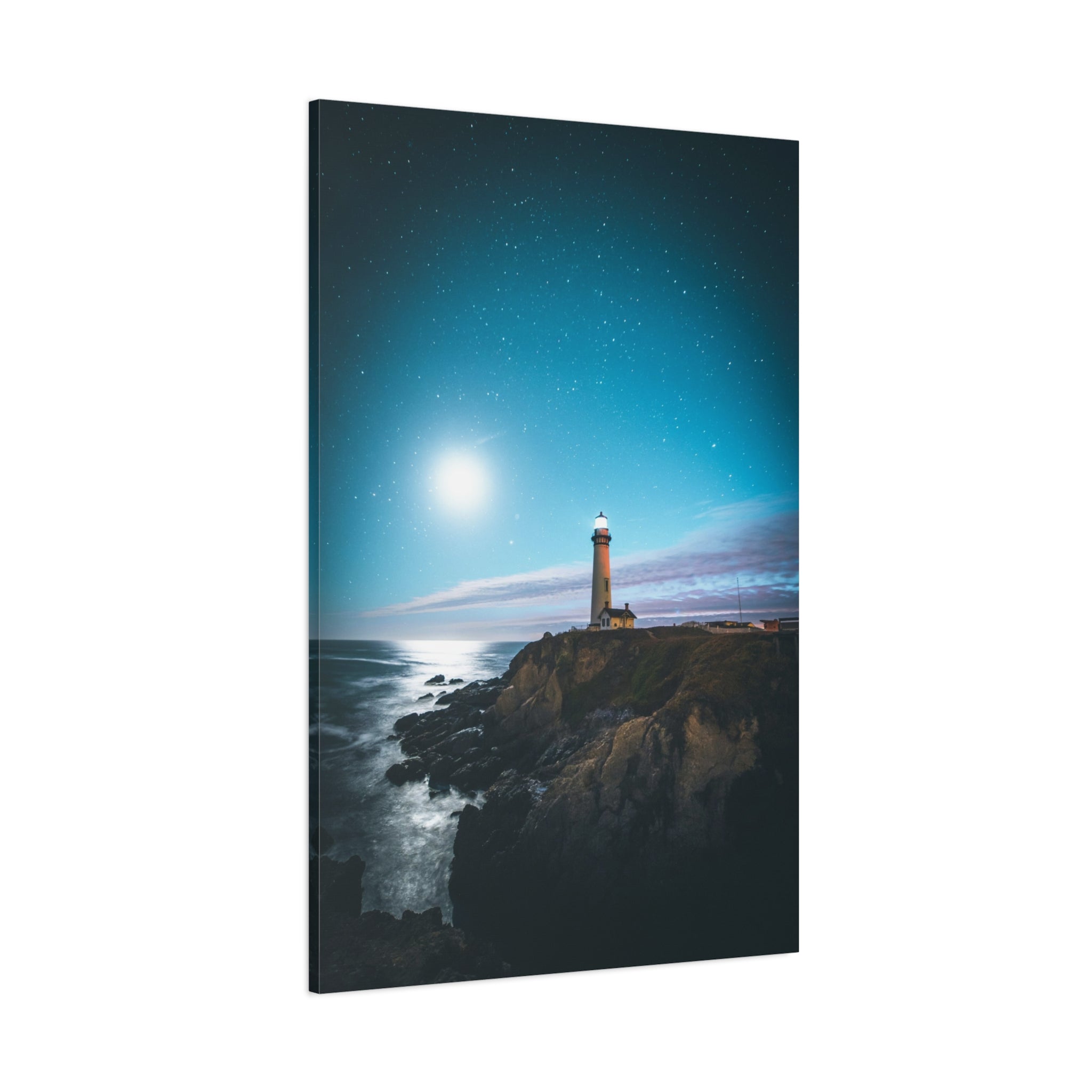 canvas-print-lighthouse-on-rock-matte-canvas-stretched-1-25-inch-coastal-wall-art-nautical-decor-beach-house-decoration-seasi
