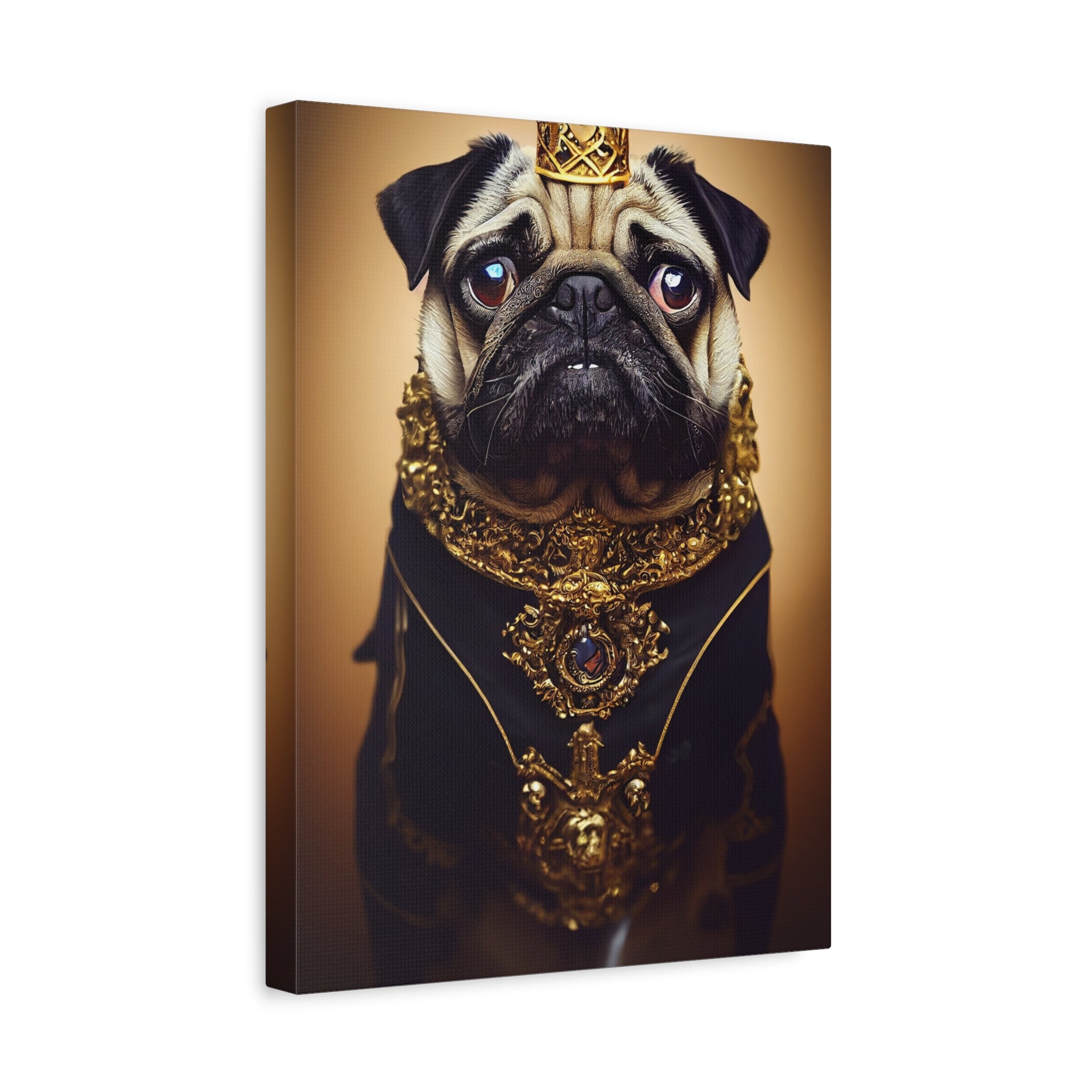 canvas-print-pug-crown-funny-jewelry-wall-art-decor-stretched-matte-canvas-home-living-room-decoration-dog-lover-gift-animal-