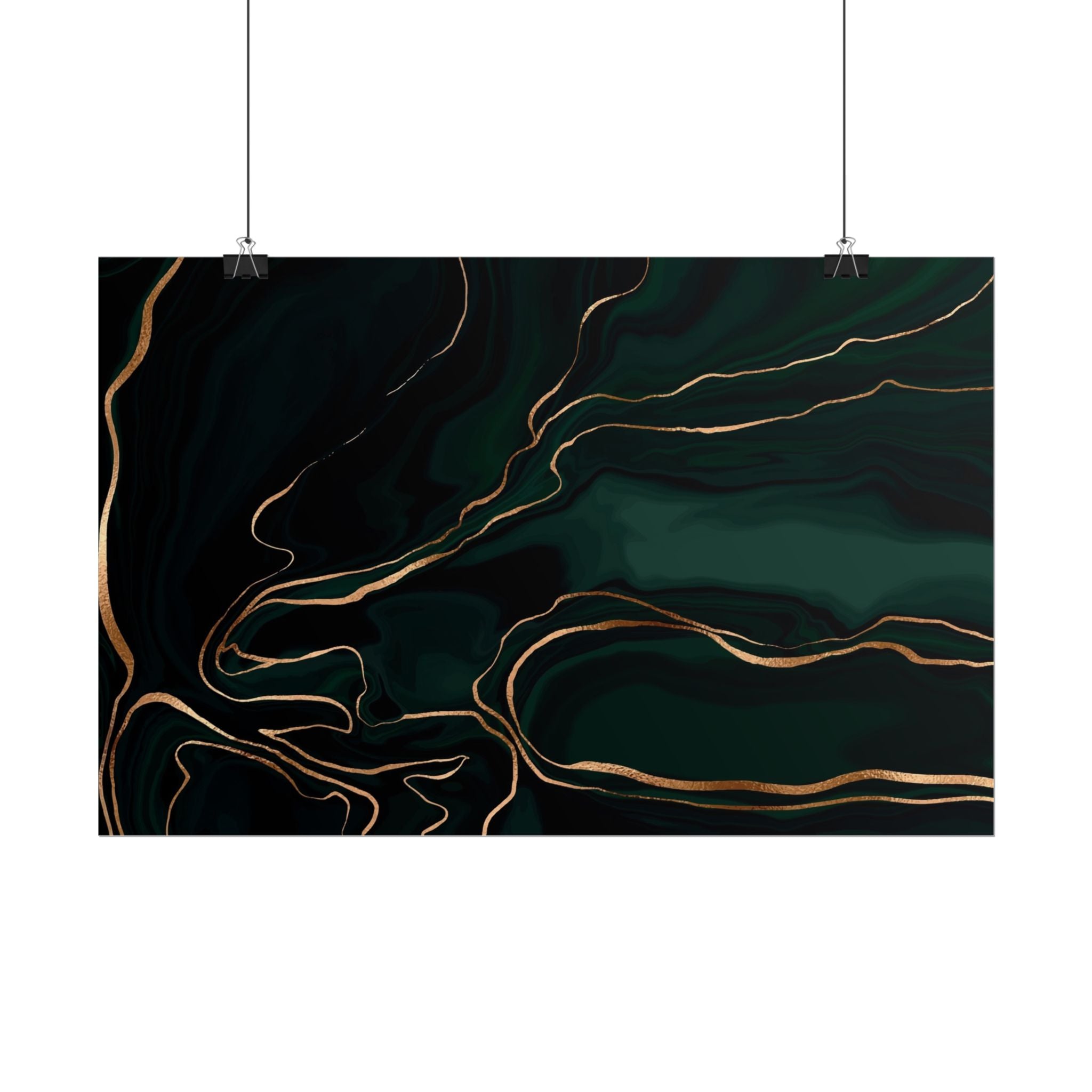 Abstract Green Gold Poster Print - Wall Art, Home Decor, Office Decor, Green Canvas Bedroom, Modern Art, Green Print