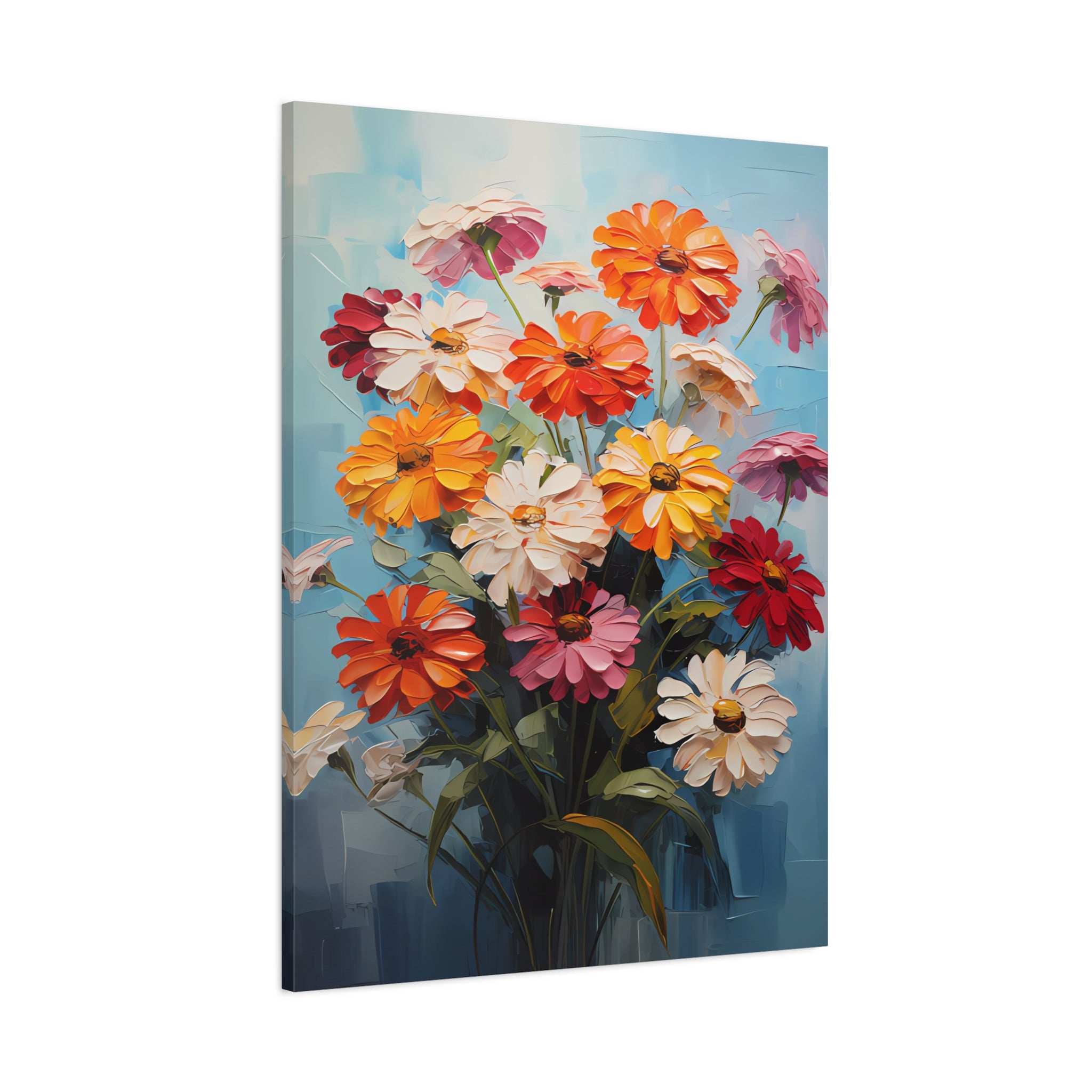 canvas-print-zinnia-flowers-impasto-matte-stretched-art-floral-wall-decor-botanical-artwork-impressionist-painting-reproducti